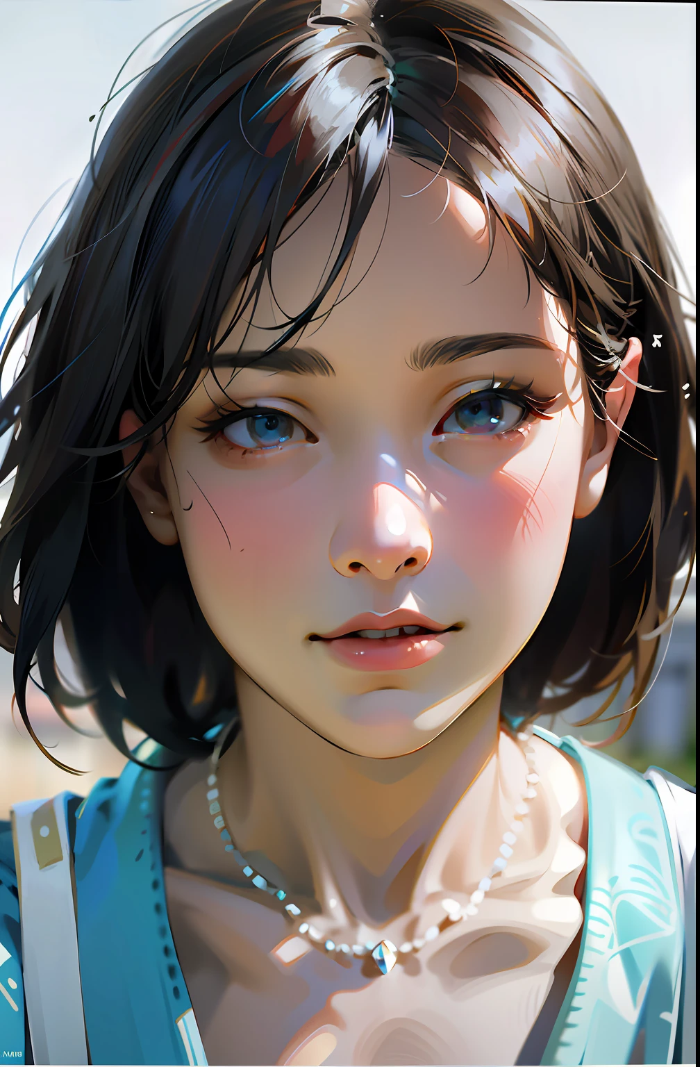 There was a young woman,A necklace is worn around his neck, young lovely Korean faces, girl cute-fine face, Soft portrait shot 8 K, jaeyeon nam, beautiful Japanese girl face, portrait cute-fine-face, cute delicate face, Shin Jinying, beautiful portrait image, wan adorable korean face, beautiful aesthetic face, Cute natural anime face