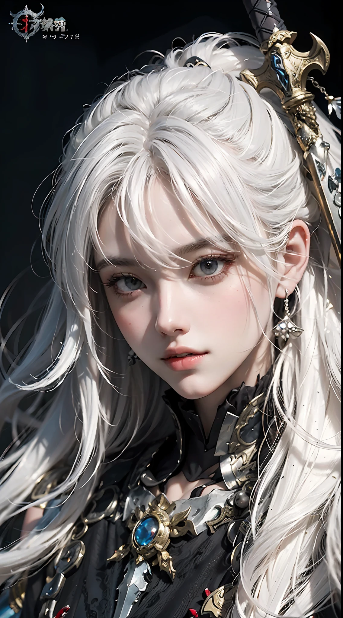 a close up of a person with white hair and a sword, white haired deity, with white long hair, with long white hair, artwork in the style of guweiz, white haired, guweiz, handsome guy in demon slayer art, beautiful character painting, by Yang J, white-haired, guweiz on pixiv artstation, anime character