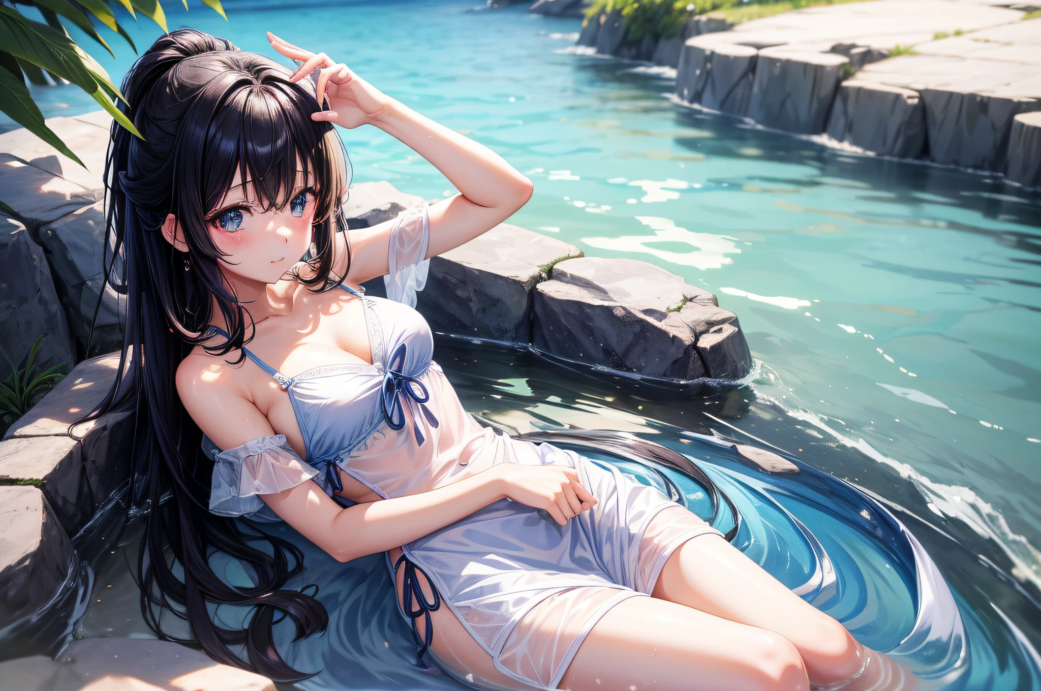 (top-quality、8K、32K、masuter piece、nffsw:1.2)、Photo of a cute Japanese woman、女の子1人、夏天、the beach、Summer dress、A sexy、maikurobikini、Overexposed、Wet、gravure、Overexposed、randome pose、Hairstyle Random、hair color random、Eye color random、amorous、Sheer