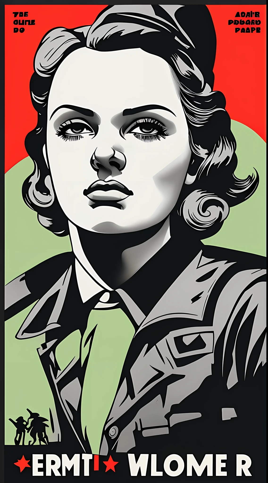 retro style propaganda poster, woman, soldier