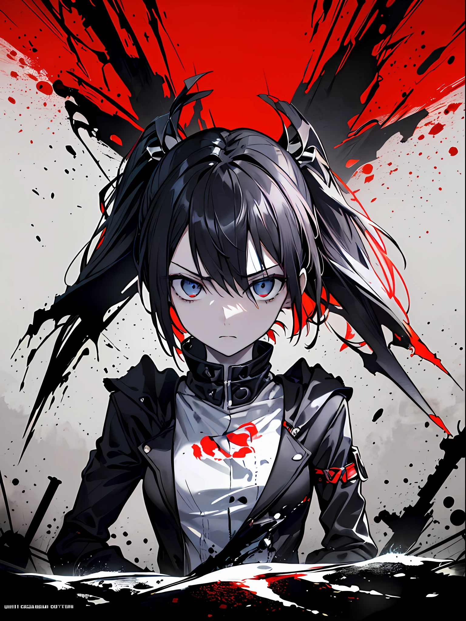 ((((dramatic))), (((gritty))), (((intense))) film poster featuring a young woman as the central character. She stands confidently in the center of the poster, wearing a stylish and edgy outfit, with a determined expression on her face. The background is dark and gritty, with a sense of danger and intensity. The text is bold and attention-grabbing, with a catchy tagline that adds to the overall feeling of drama and excitement. The color palette is mainly dark with splashes of vibrant colors, giving the poster a dynamic and visually striking appearance,tachi-e
