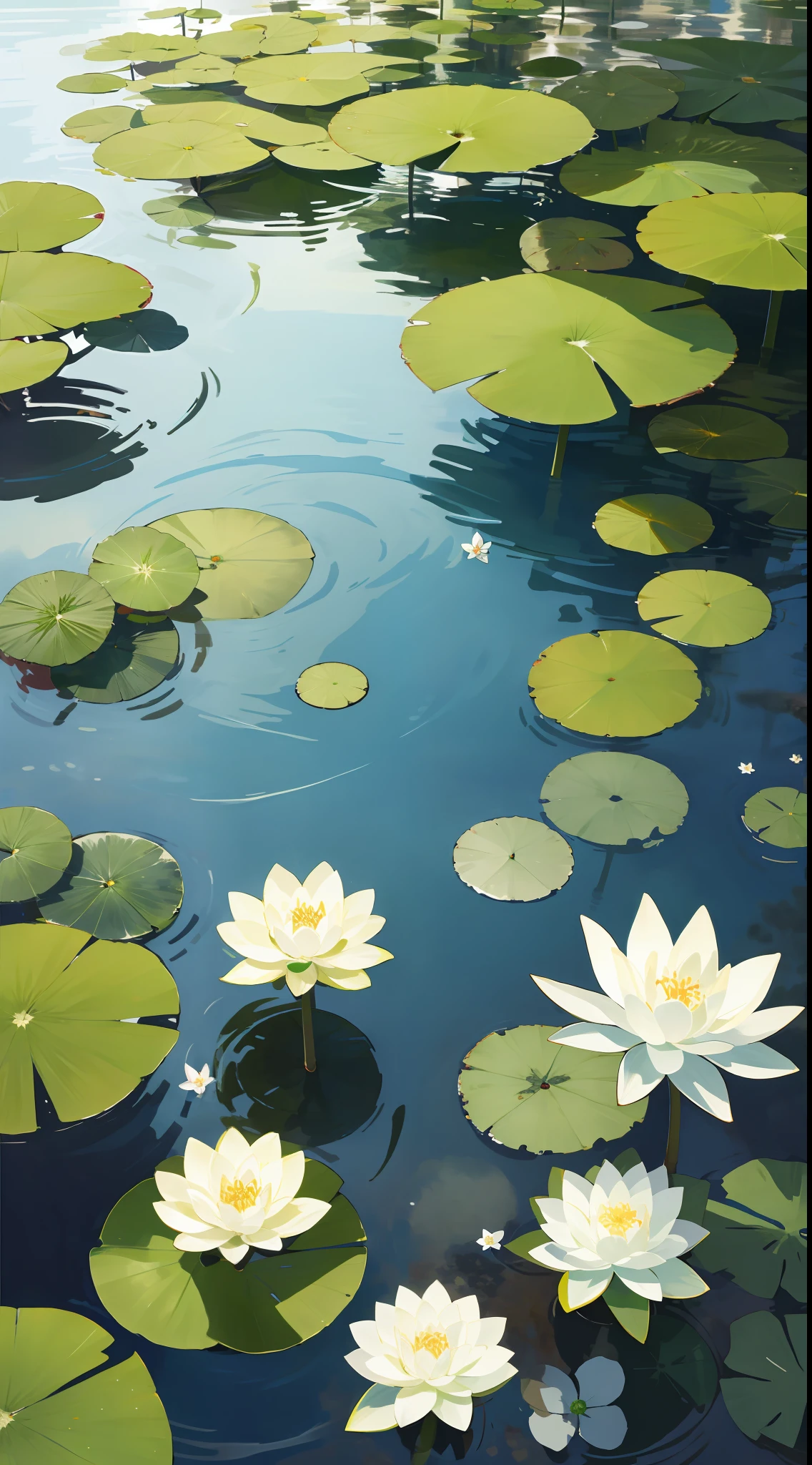 （tmasterpiece，Best quality at best，high high quality），Natural no_Humans outdoor partially_submerged河sen_to_chihiro_no_kamikakushi water_lily_flower