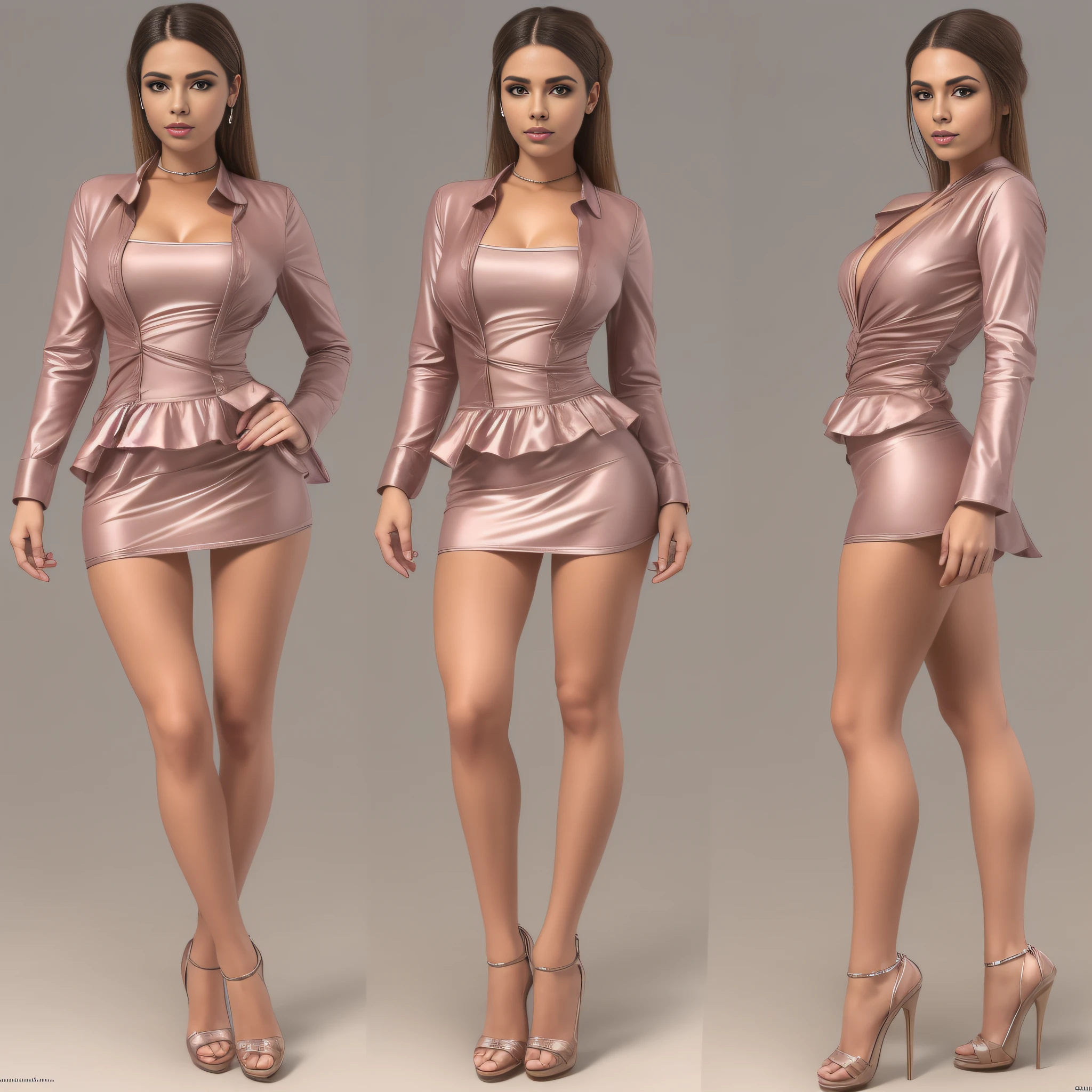 Falda rosa con volantes, tacones altos, labios separados, doble cola, solo, mujer, (labios separados, sonrisa ligera), (piel brillante: 1.1), rubor, (flequillo)), cabello largo, ((cuerpo delgado y delgado)), (piernas largas), figura de modelo, mejor calidad, super high res, (realismo), (cara y ojos detallados), texturas faciales y de piel muy detalladas, ojos detallados, cintura muy estrecha y escote pectoral profundo, senos medianos, mirando al espectador, oreja larga, postura de sexy, mejor calidad, obra maestra, ultra-high-resolution, fotorrealista, foto cruda,