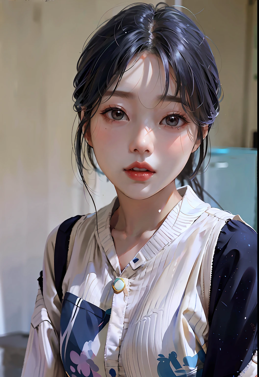 there is a woman that is posing for a picture in a room, young lovely Korean faces, wan adorable korean face, with cute - fine - face, girl cute-fine face, with round face, Gorgeous young Korean woman, cute delicate face, Shin Jinying, young cute wan asian face, Beautiful young Korean woman, jaeyeon nam, Soft portrait shot 8 K