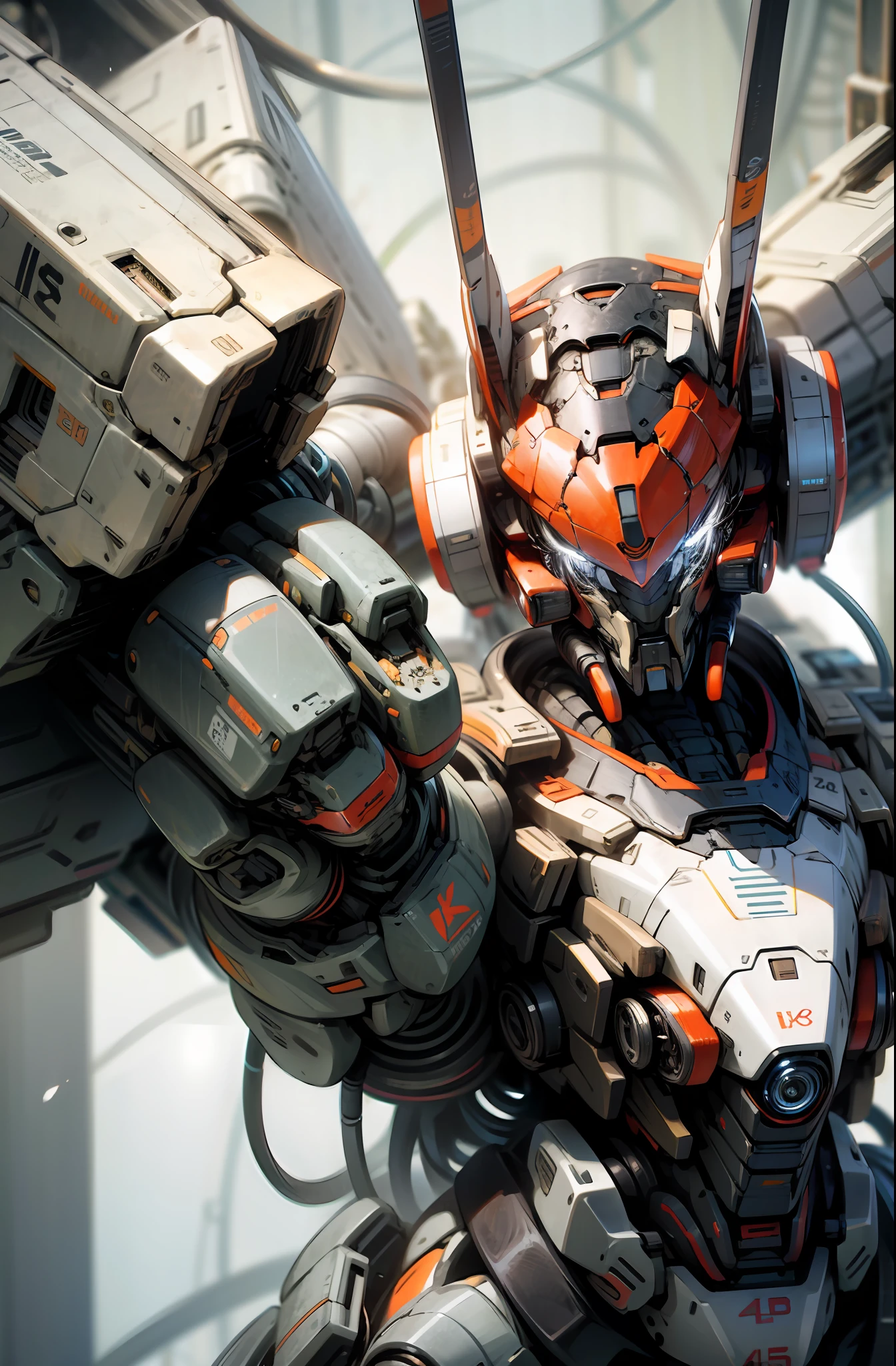 facial closeups,The upper part of the body,standing on your feet,ultra - detailed,offcial art,4k 8k wallpapers,droid,,mechs