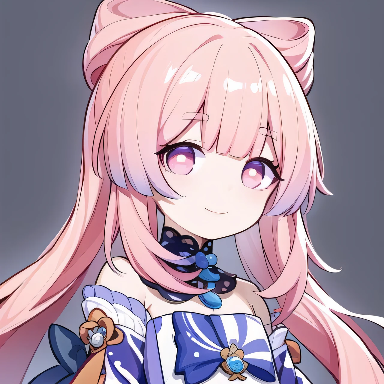 (best quality), detailed drawing, (masterpiece), near shot, upper body,1 girl, quan style, avatar, simple background,
cute, kawaii, smile, pink hair, sangonomiya kokomi (sparkling coralbone), looking at viewer,