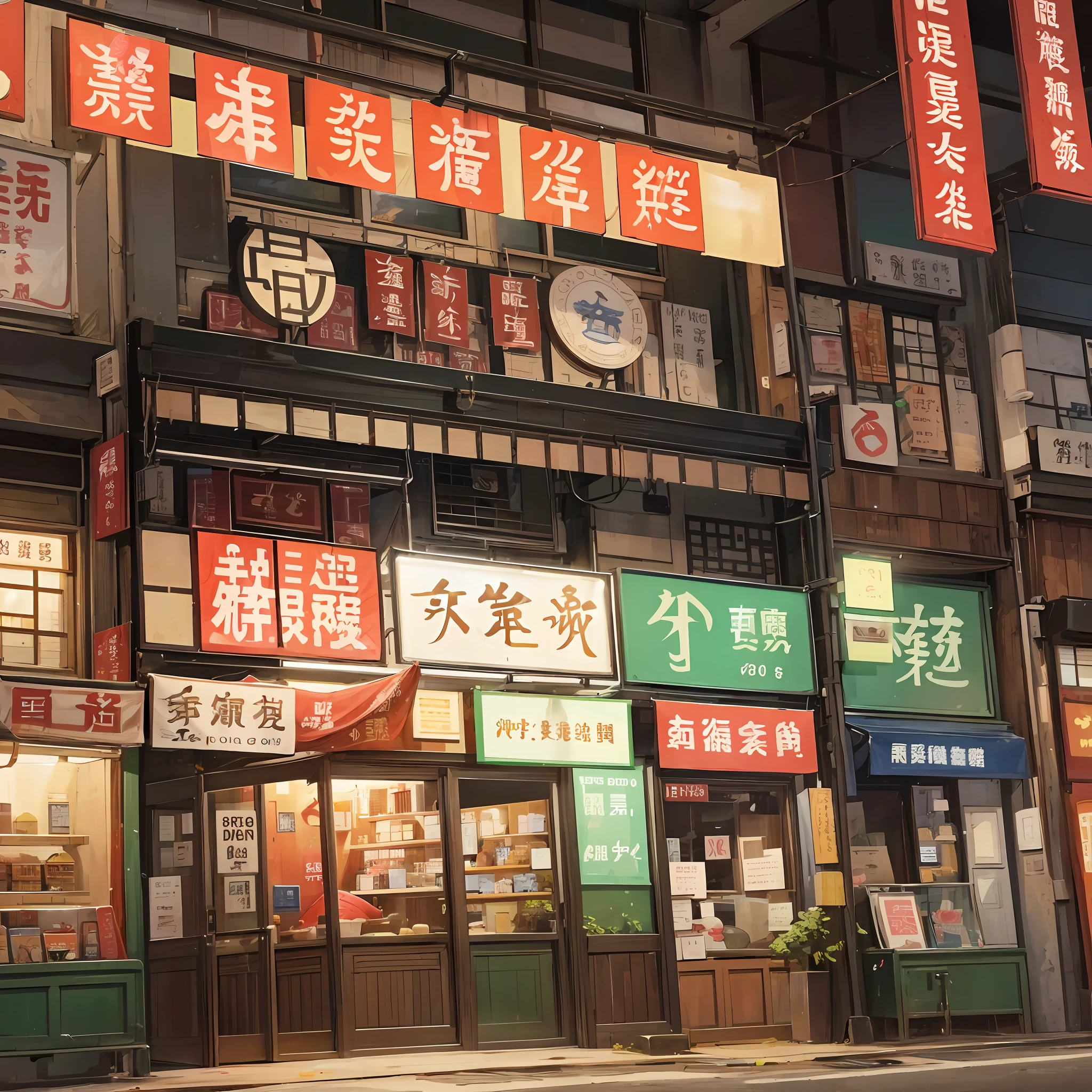 That is, Mo Nan Township,Pig's trotter shop next to the street of the old city,The big sign reads "Zhou Qin Gongliu Pavilion Pig's Trotters",There are no cars in the picture,detail-rich,Bright light,Linear national tide illustration design,Picture ratio 16:9,8K high-definition --auto