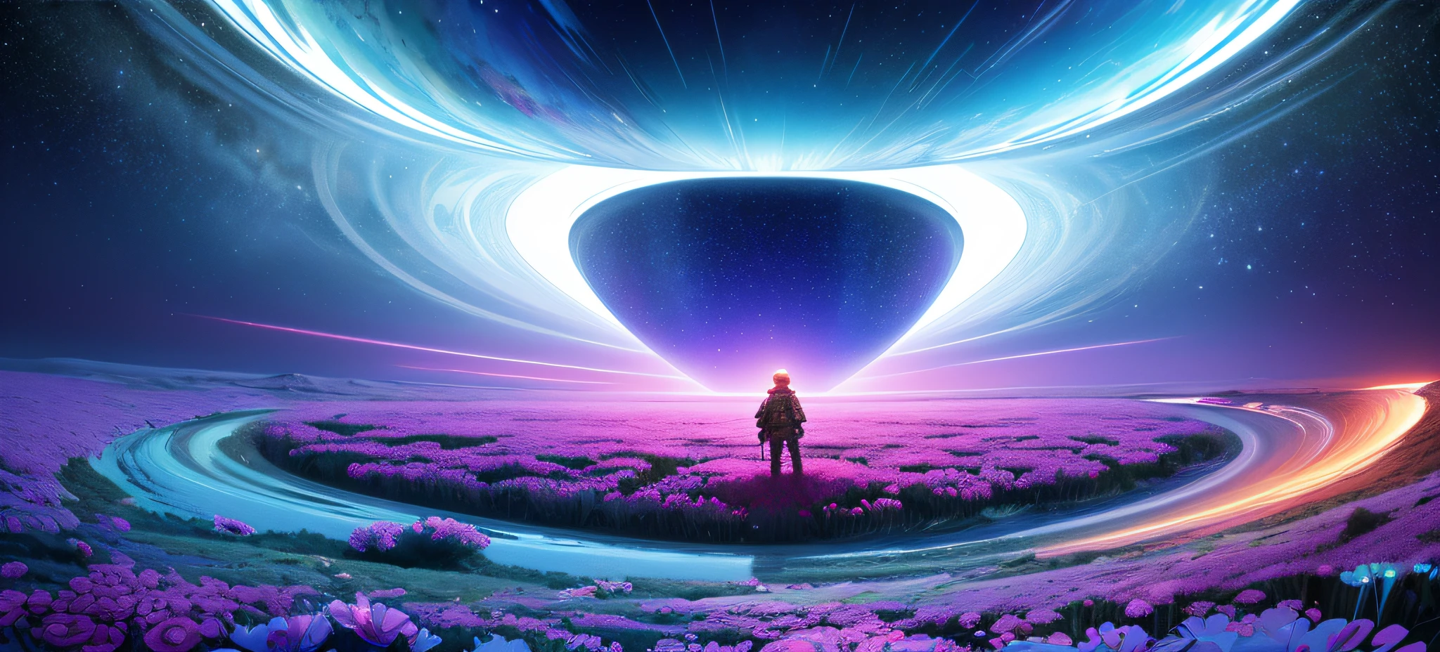 High Resolutions, Ultra Detailed, Creating an Image Using a Prism Effect, Designing an Image with a Fisheye Lens Effect, Capturing a Wide Field of View with a Distinctive Curved Perspective, Various Soldiers and Scientists Contemplate a Mega Dimensional Portal in the Gulf of Eden