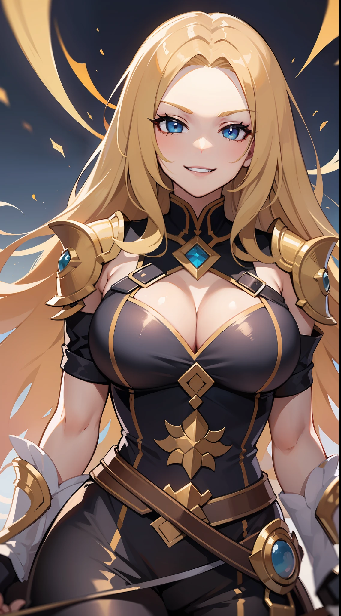 Tall girl, long blonde hair, Aoi, Arena of Valor, smirk, combat stance, Masterpiece, hiquality