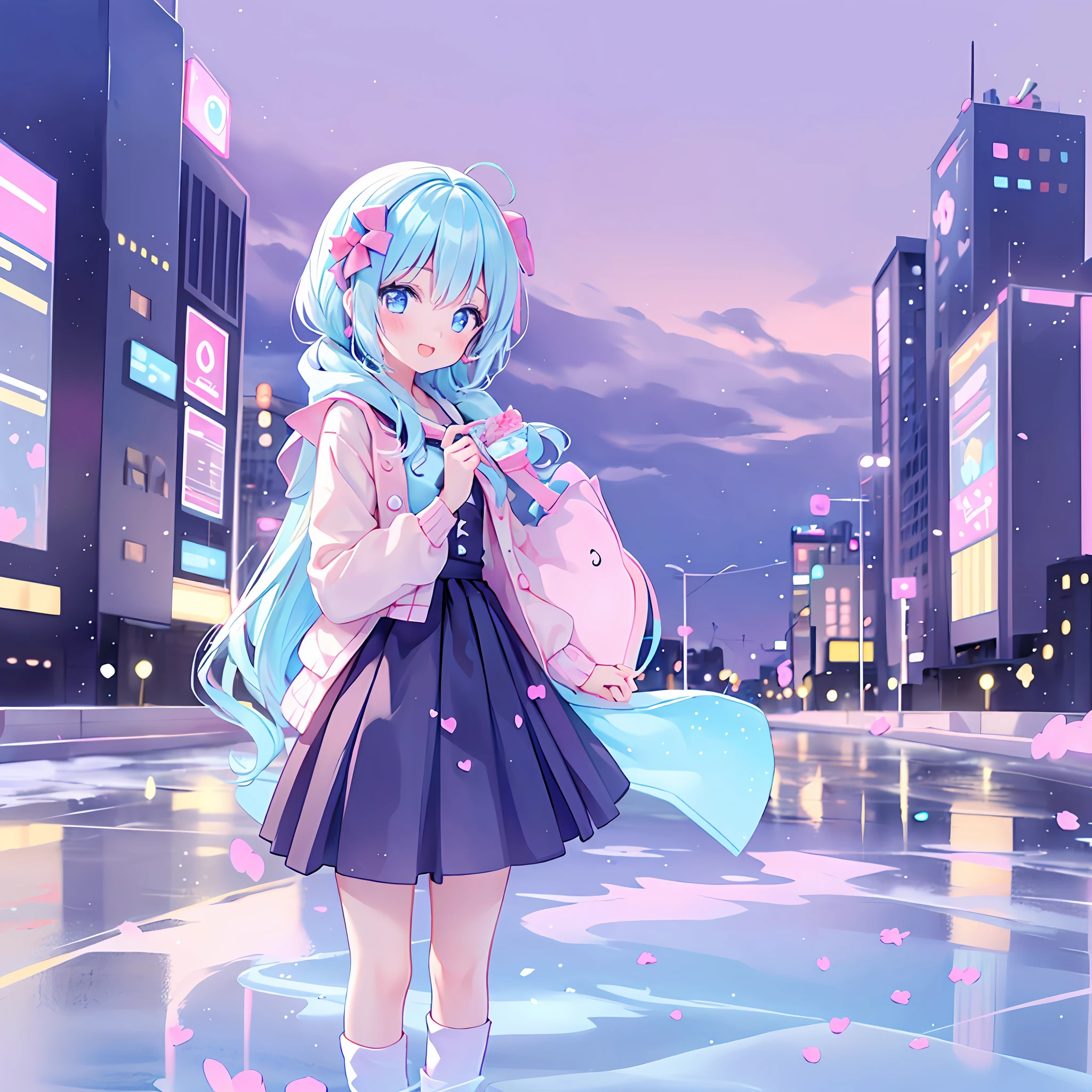 (1girl), idol, ice skating on the frozen lake, kawaiitech, kawaii, cute, pastel colors, best quality, happy,  deep background