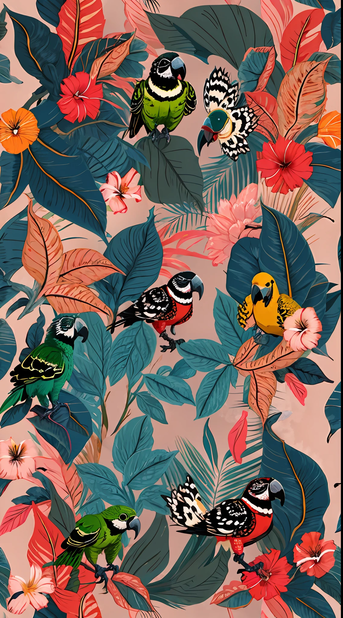 Parrots and lilies