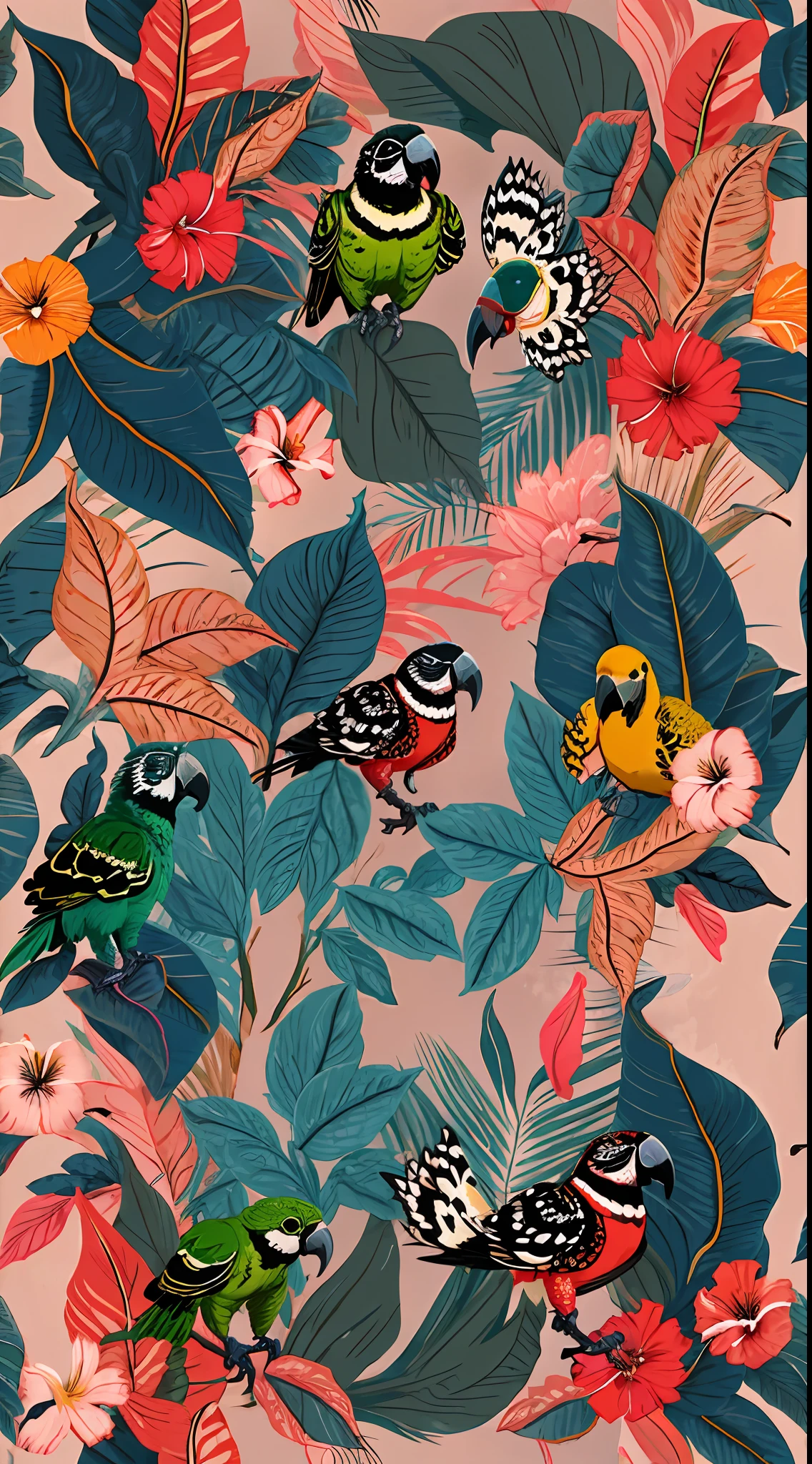 Parrots and lilies
