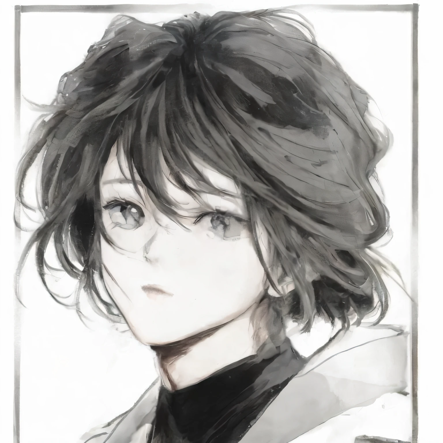 a drawing,A woman has a face in a black and white photo, seinen manga portrait, manga style of kentaro miura, inspirado em Okumura Masanobu, handsome guy in demon killer art, Floor plan about the《Ishida art manga》, inspired by Okumura Togyu, koyoharu gotouge, kentaro miura manga art style