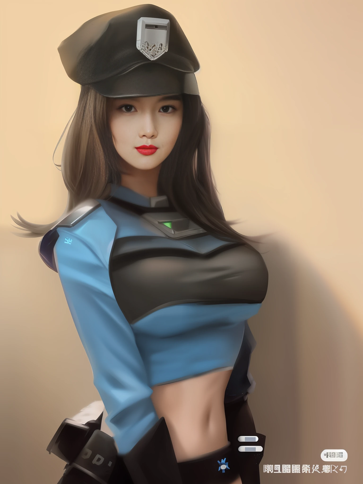 a close up of a woman in a uniform posing for a picture, Anime girl cosplay, as an overwatch character, cosplay, Anime cosplay, professional cosplay, inspired by Leng Mei, 《overwatch》Ashe, rpgmaker, trending at cgstation, as an overwatch character, caitlyn from league of legends, senna from league of legends, cosplay foto, 《overwatch》Anna