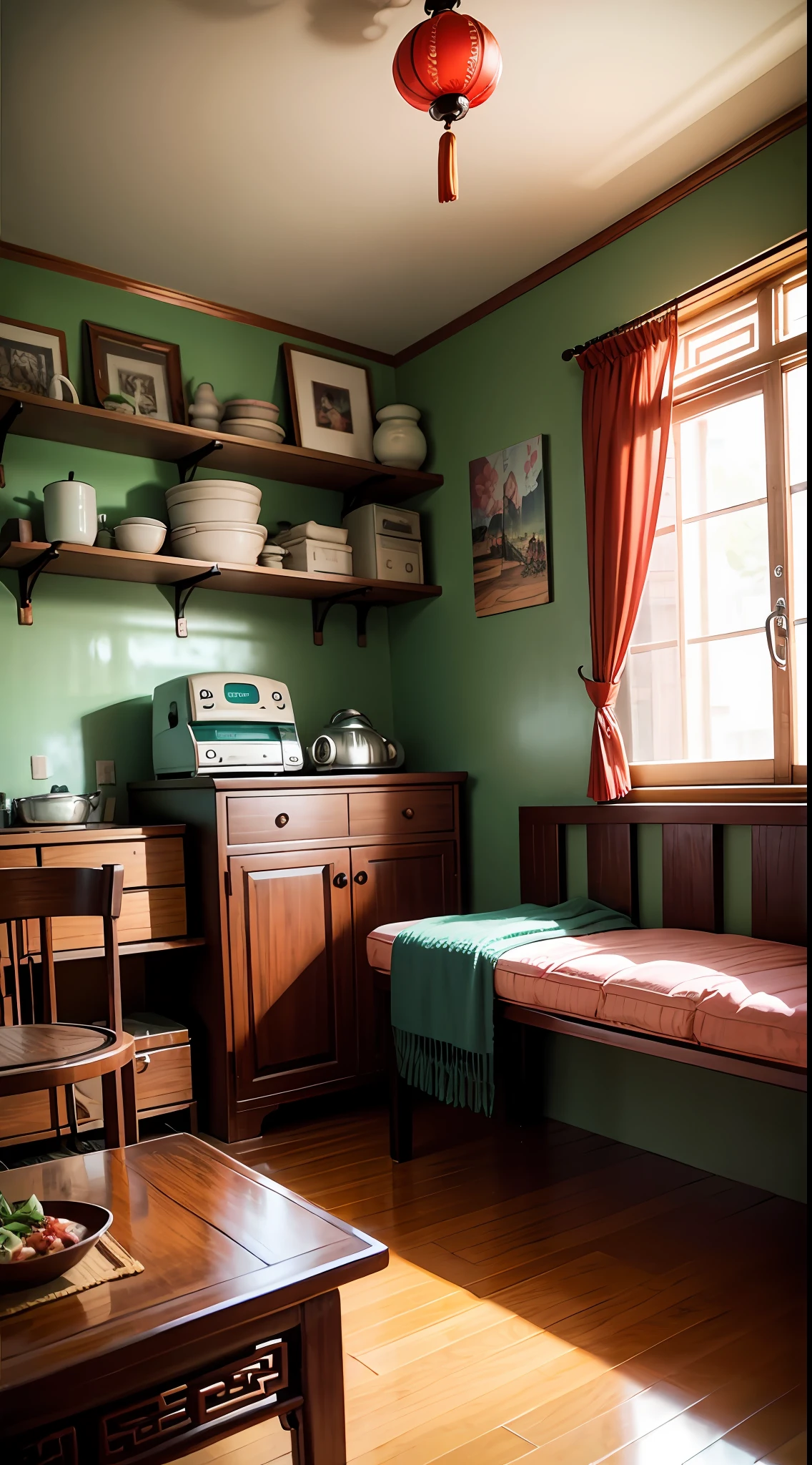 Chinese 80s nostalgic retro interior decoration style,Very old-fashioned, --auto