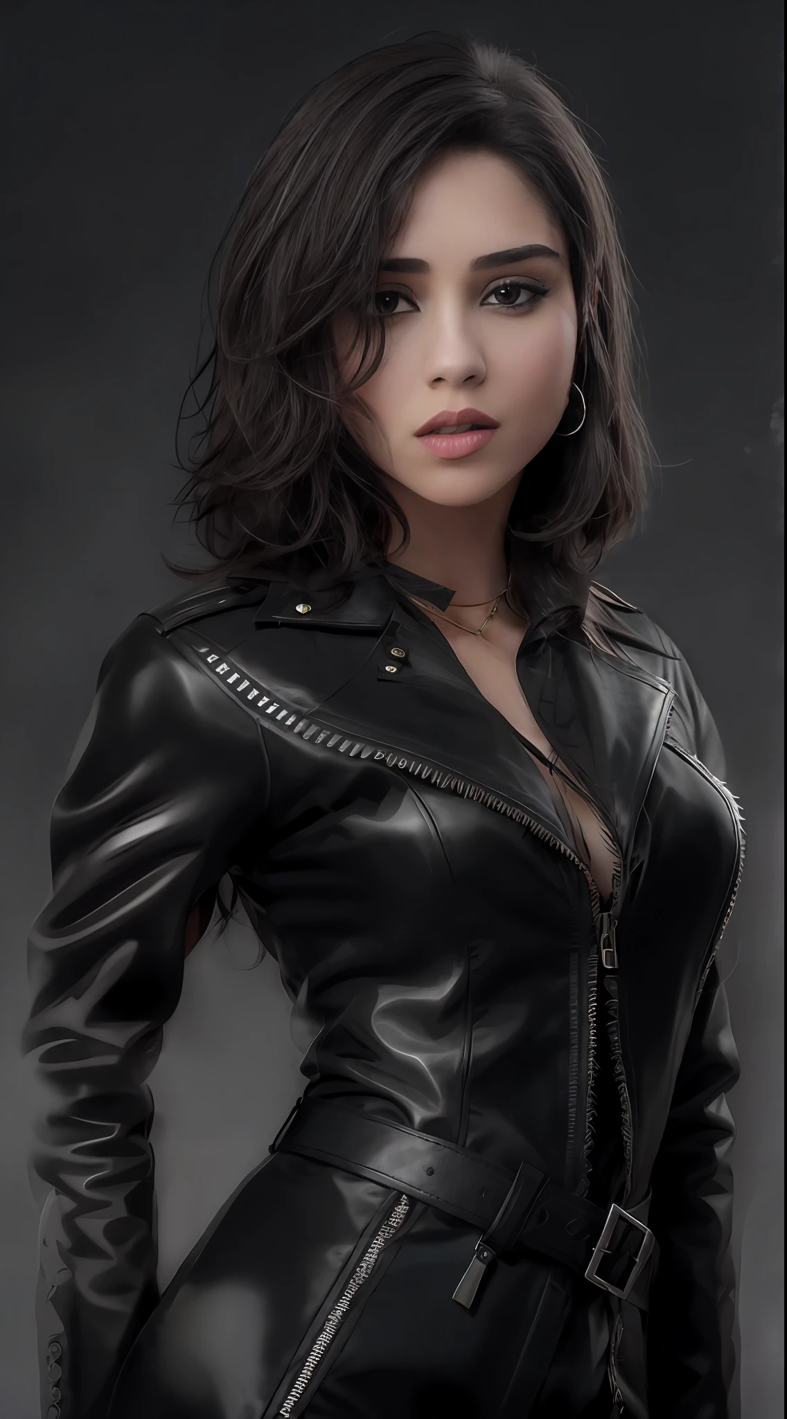 Mujer Araffe con cabello largo y negro y un collar cruzado, Ella tiene el pelo negro con flequillo, Monica Bellucci, Cabello largo y oscuro con flequillo, Cabello largo y negro con flequillo, muy atractivo y hermoso, cabello blackbangs cabello, cabello negro largo y delgado, Cabello OSCURO, cabello oscuro y maquillaje