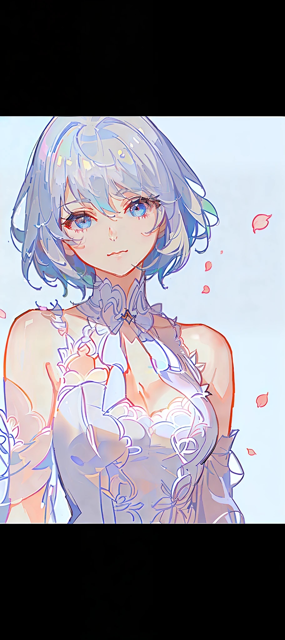 8K masterpiece of excellence,Anime female,Cool wind realistic portrait,Sister,Golden eyes,Golden iris,Flower background,The petals dance,delicated face