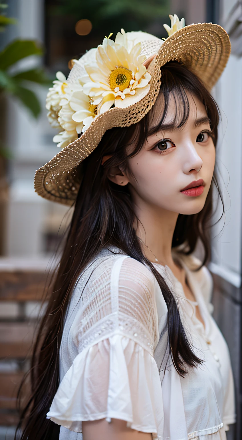 daisy, flower, Long hair、beste-Qualit、8K、photographed、Fashion brand photography、