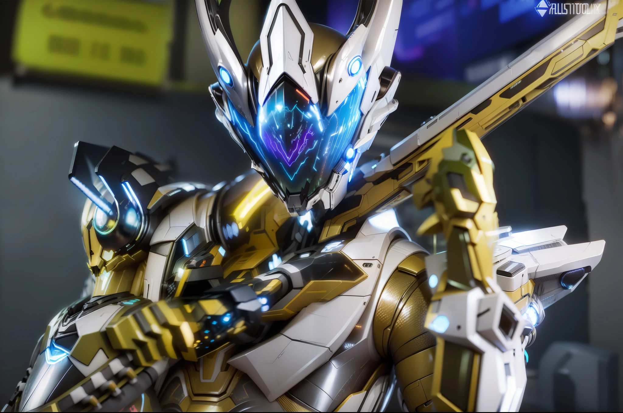 Realiy，photorealestic，Machinary，mechs，Technologie，musculous，glowing light eyes，Burly body，style of photography，Real scenery（Metallic texture 1.8）（Excess detail 2）（High resolution1.6）（4K clarity1.9)（Carbon fiber 1.5）（Metal reflection 1.5），Neon lights