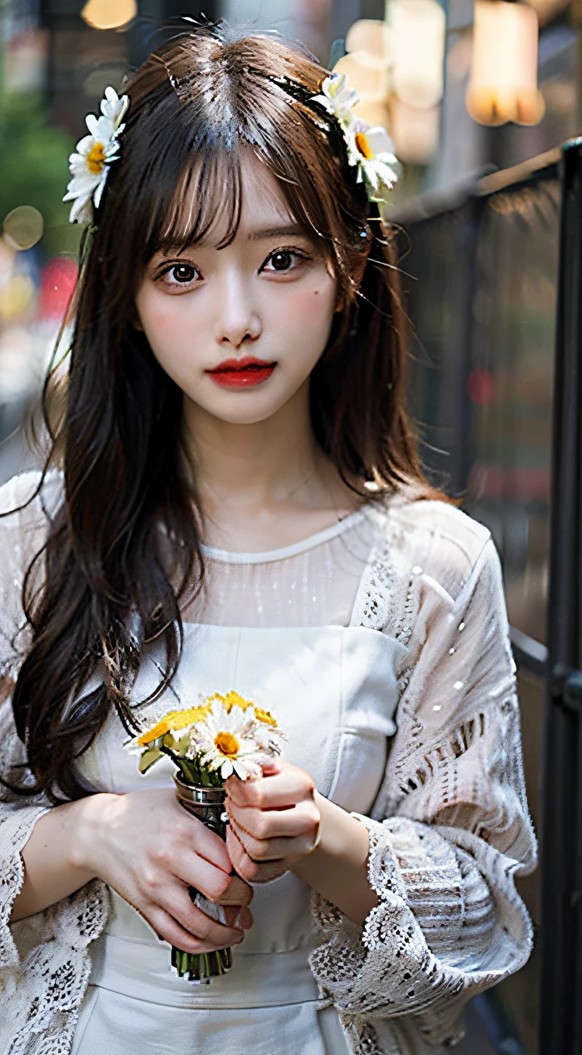 daisy, flower, Long hair、beste-Qualit、８K、photographed、Fashion brand photography、