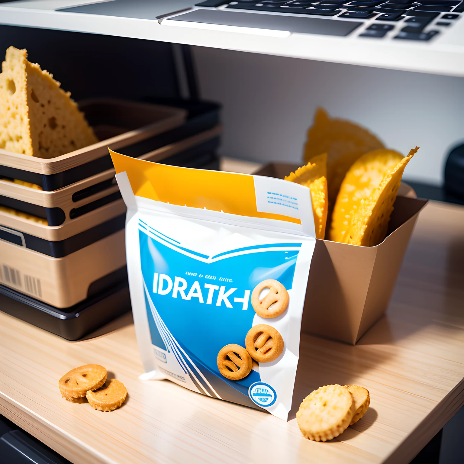 Unique design concept for packaging a snack for desk design with a sleek clean style fun illustrations of product ingredients a healthy snack