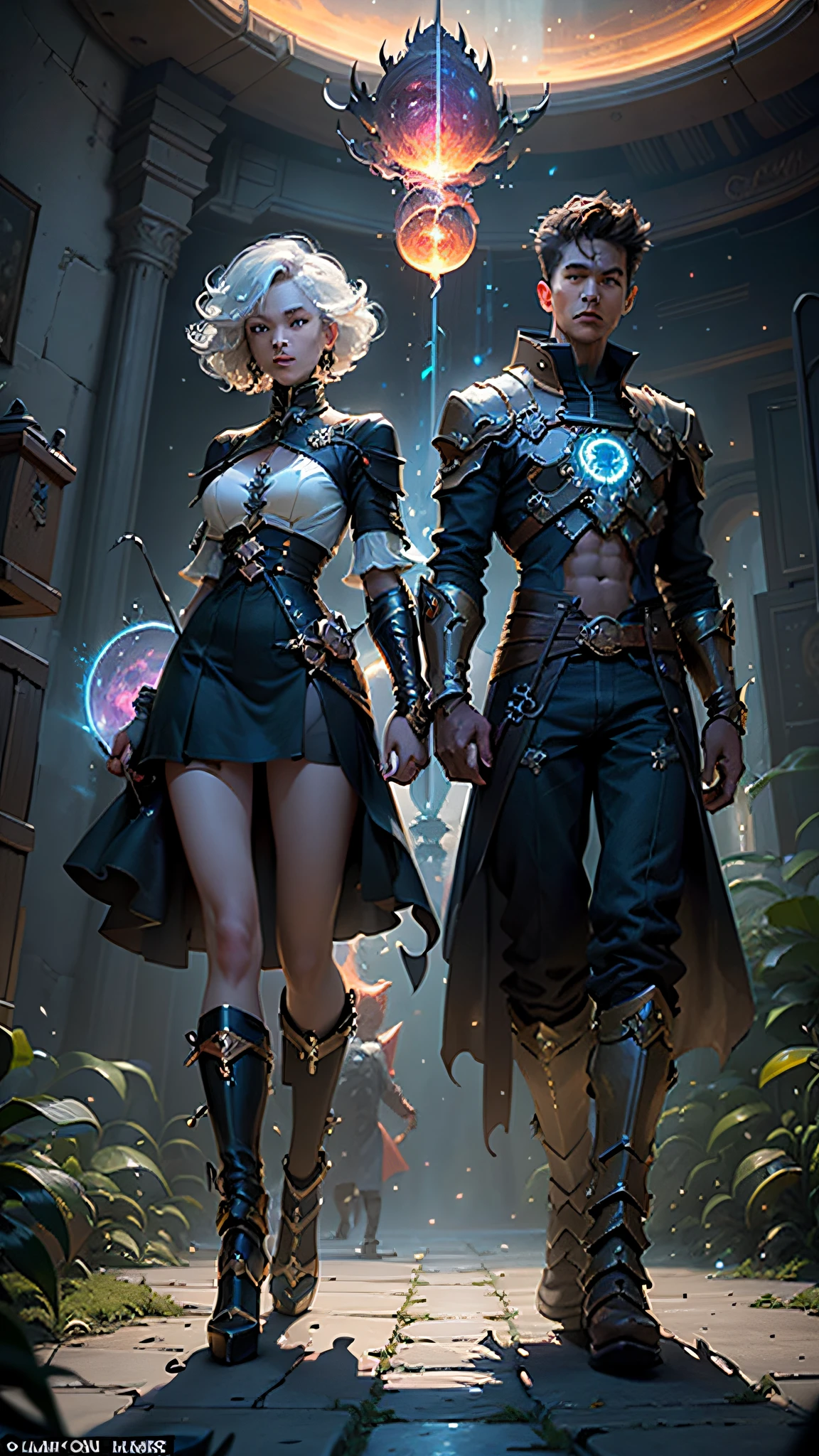 ((Best quality)), ((masterpiece)), (highly detailed:1.3), 3D, In a distant future where the boundaries between science fiction and fantasy have dissolved, the world is a tapestry of awe-inspiring wonders. Enter a universe where magic and technology coexist in harmony, shaping the destiny of civilizations across vast reaches of space.At the heart of this realm lies the Celestial Nexus, an intergalactic hub of mystical energies and technological marvels. Here, arcane knowledge intertwines with cutting-edge science, giving rise to a society where spaceships are imbued with the power of ancient spells, and technology is augmented by the mystic arts.Embark on a grand odyssey as a young explorer, destined to unravel the secrets of the Celestial Nexus. As you traverse the uncharted realms of the cosmos, encounter diverse civilizations teeming with beings who possess extraordinary abilities. From the ethereal Elven Spires, where the art of interdimensional travel is perfected, to the cybernetic enclaves of the Android Conglomerate, witness the tapestry of life as magic and technology intertwine.Unleash your latent powers as you become attuned to the energies that flow through the Nexus. Harness the ancient incantations of forgotten sorceries to propel your starship across the vast expanse of the cosmos. Engage in epic battles against cosmic abominations and interstellar tyrants, wielding enchanted weapons infused with futuristic enhancements.As you delve deeper into the enigmatic realms of the Celestial Nexus, uncover the origin of this harmonious fusion of magic and technology. Discover the ancient prophecies that foretell a cataclysmic event threatening to tear apart this delicate balance. Unite with a band of extraordinary beings, each possessing their own blend of magical aptitude and technological expertise, to embark on a perilous quest to save the Nexus from imminent destruction.In this epic saga, your choices will shape the fate of worlds, as the boundaries between science and sorcery blur. Will you strive to maintain the delicate equilibrium between magic and technology or plunge headlong into uncharted territories, seeking to redefine the very fabric of reality?Prepare to be enthralled by the limitless possibilities of the Celestial Nexus, where science fiction and fantasy meld into a sublime symphony of adventure, where the cosmos itself becomes the canvas for your journey,HDR (High Dynamic Range),Ray Tracing,NVIDIA RTX,Super-Resolution,Unreal 5,Subsurface scattering,PBR Texturing,Post-processing,Anisotropic Filtering,Depth-of-field,Maximum clarity and sharpness,Multi-layered textures,Albedo and Specular maps,Surface shading,Accurate simulation of light-material interaction,Perfect proportions,Octane Render,Two-tone lighting,Low ISO,White balance,Rule of thirds,Wide aperature,8K RAW,Efficient Sub-Pixel,sub-pixel convolution,luminescent particles,