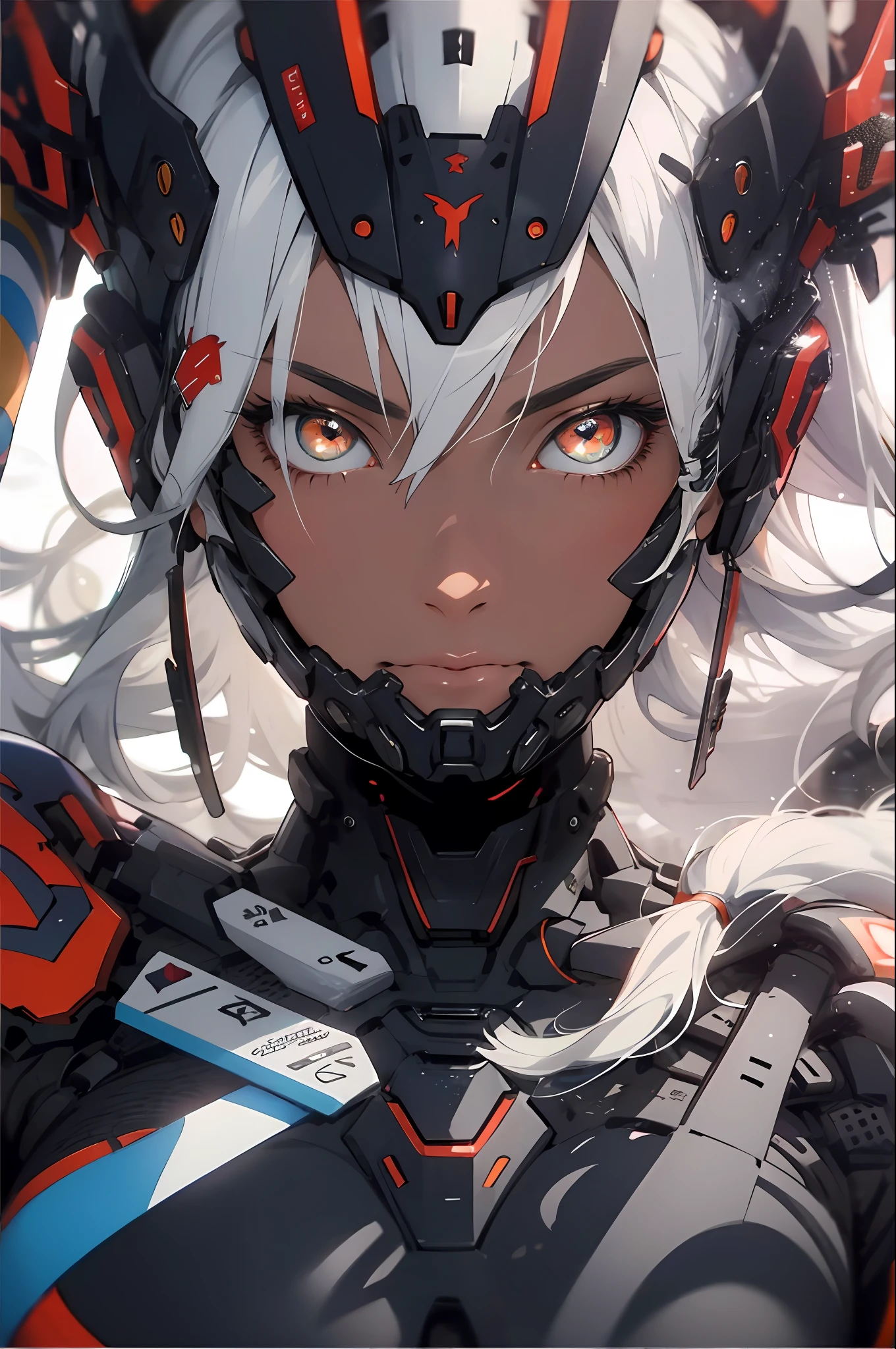 Realistic, (Masterpiece, Top Quality, Best Quality, Official Art, Beauty and Aesthetics: 1.2), Very Detailed, Fractal Art, Colorful, Most Detailed, Zentangle, (Abstract Background: 1.5) (1girl), God, White Hair, Long Hair, (Glowing Red Eyes), Big Breasts, Abs, Mystic, (Magic), Crystal, Tights, Sexy, Mecha, Rabbit Ears