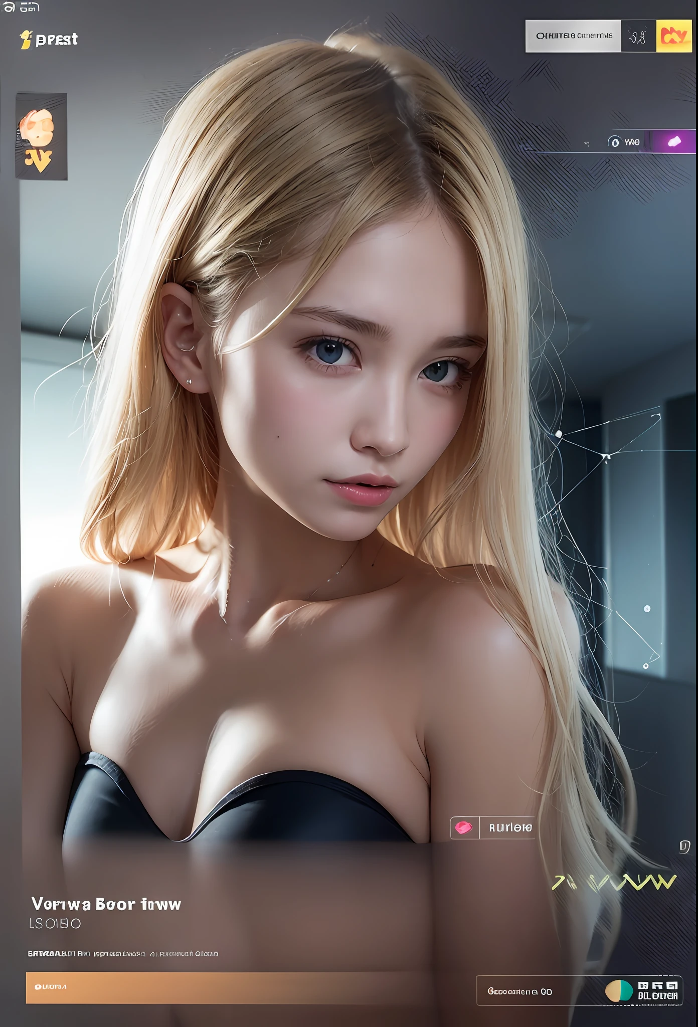 1girl in, Solo, bikini of, blond girl, a blond, (look at viewr:1.2), in the room,(Particle:1.2),Particle,Photorealistic, Detailed skin texture, (blush:0.5), (Goosebumps:0.5), Subsurface scattering, (nffsw++:1.10), Ultra high definition, Best Quality, enhanced quality, ultra-detailliert,Accurate color