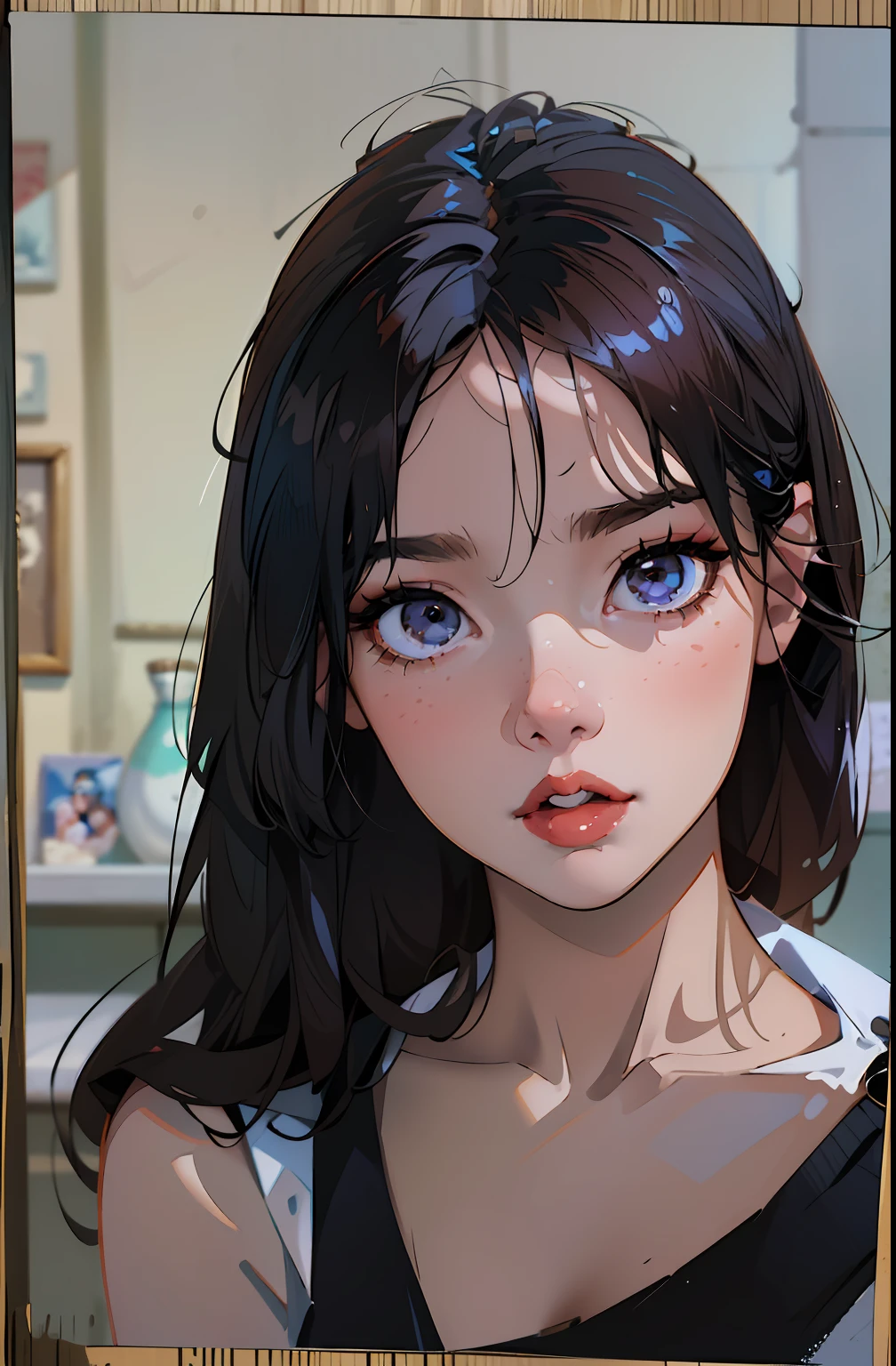 there is a woman that is looking at herself in the mirror, young lovely Korean faces, Soft portrait shot 8 K, Gorgeous young Korean woman, Beautiful young Korean woman, portrait of female korean idol, wan adorable korean face, jaeyeon nam, beautiful Korean women, young cute wan asian face, 8K Artgerm bokeh, cute korean actress