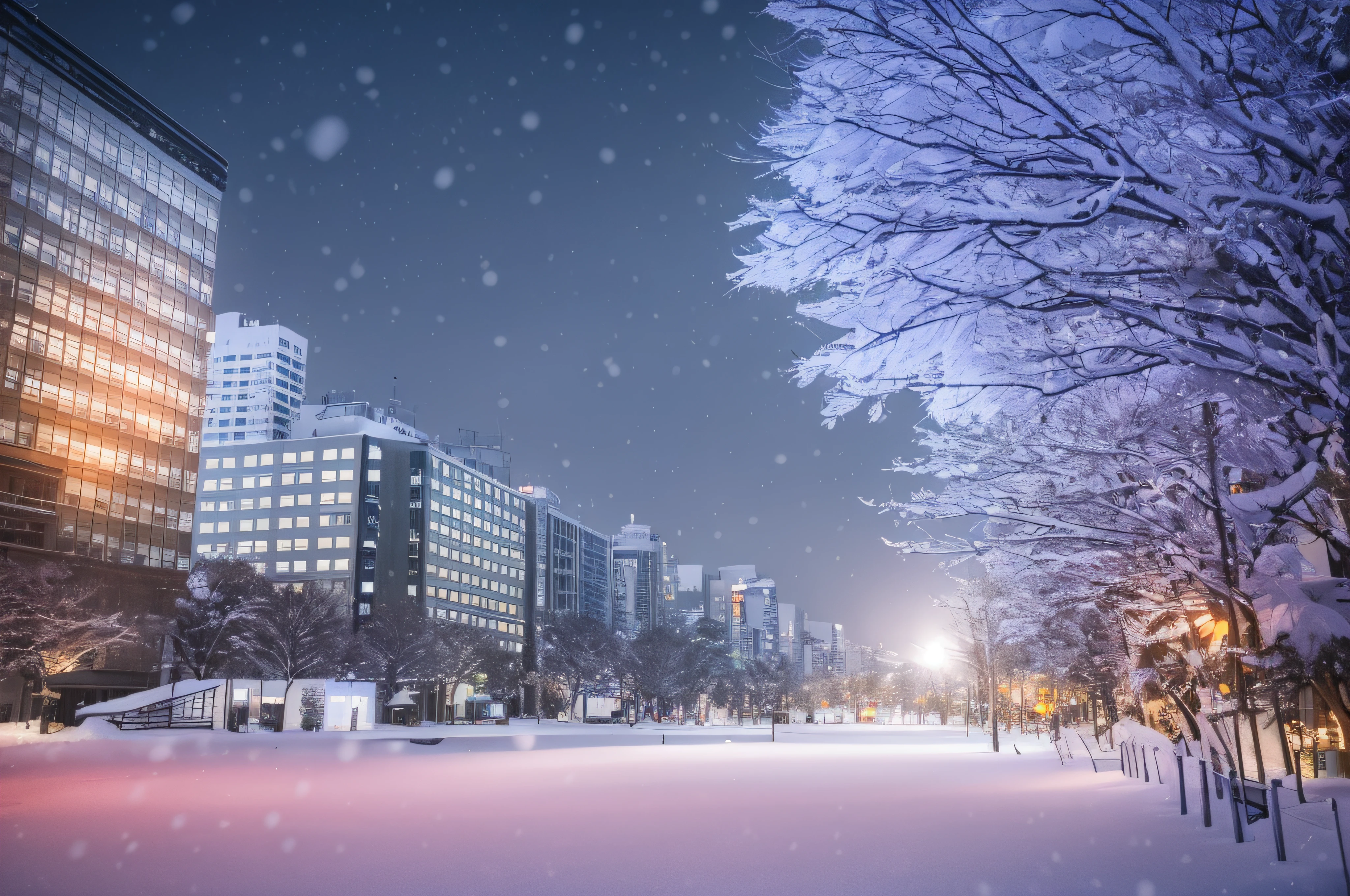The tree々Snow-covered city streets with buildings in the background, city snowing with a lot of snow, jpn, abomasnow, Winter Park Background, yuki, winter snow, beautiful winter area, february), White snow, Winter in the snow, Winters, city, japanese downtown, snowy winter, Winter settings,