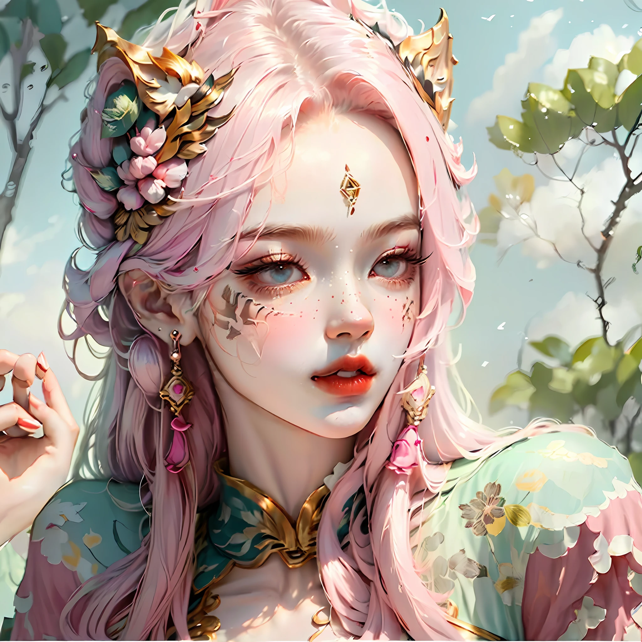 The girl pursed her thin pink lips,Curious squinted eyes at Xin Yun,The skin is as white as fresh, --auto