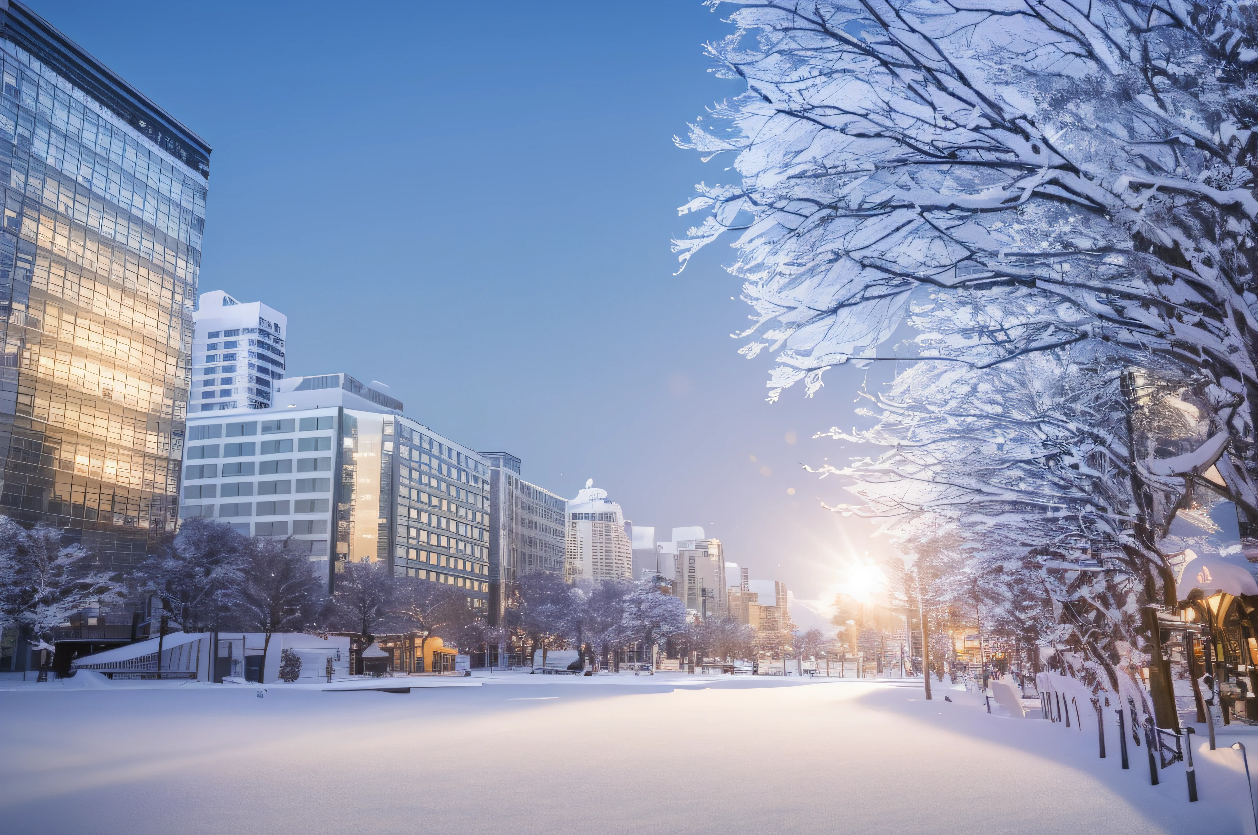 The tree々Snow-covered city streets with buildings in the background, city snowing with a lot of snow, jpn, abomasnow, Winter Park Background, yuki, winter snow, beautiful winter area, february), White snow, Winter in the snow, Winters, city, japanese downtown, snowy winter, Winter settings,