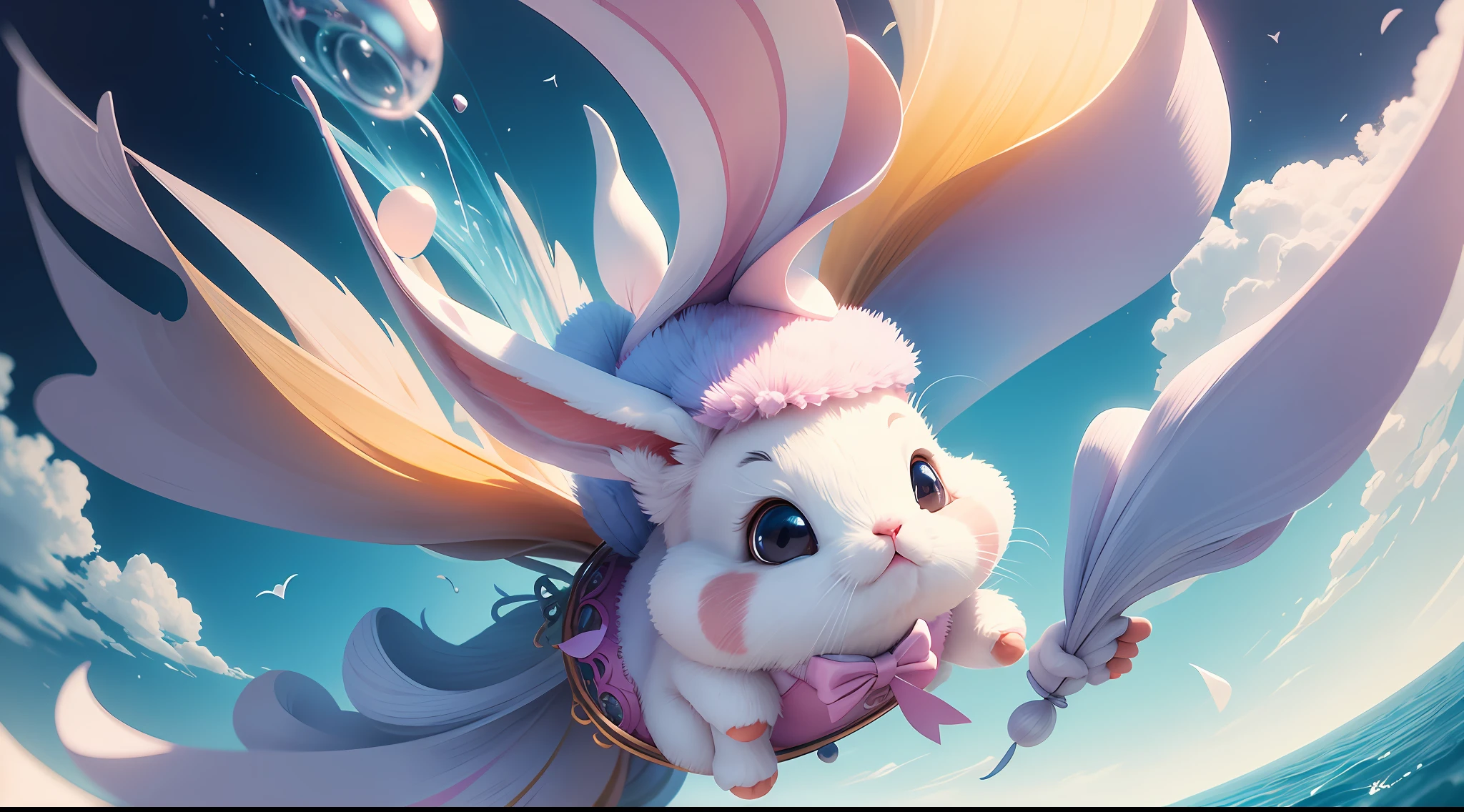 Cute cute cartoon bunny,fanciful,dream magical,hyper realisitc,super adorable,trending on artstration