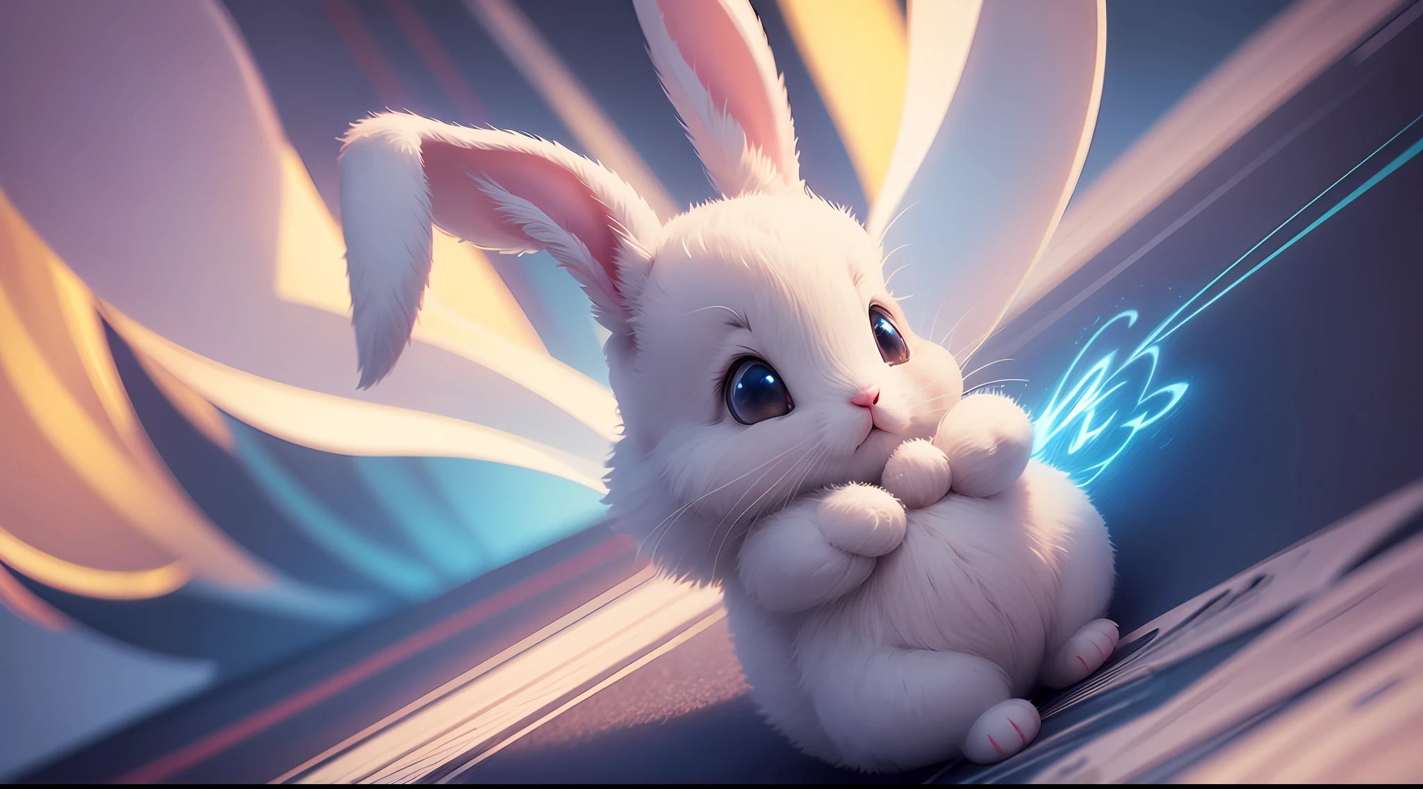Cute cute cartoon bunny，fanciful，dream magical，hyper realisitc，super adorable，trending on artstration
