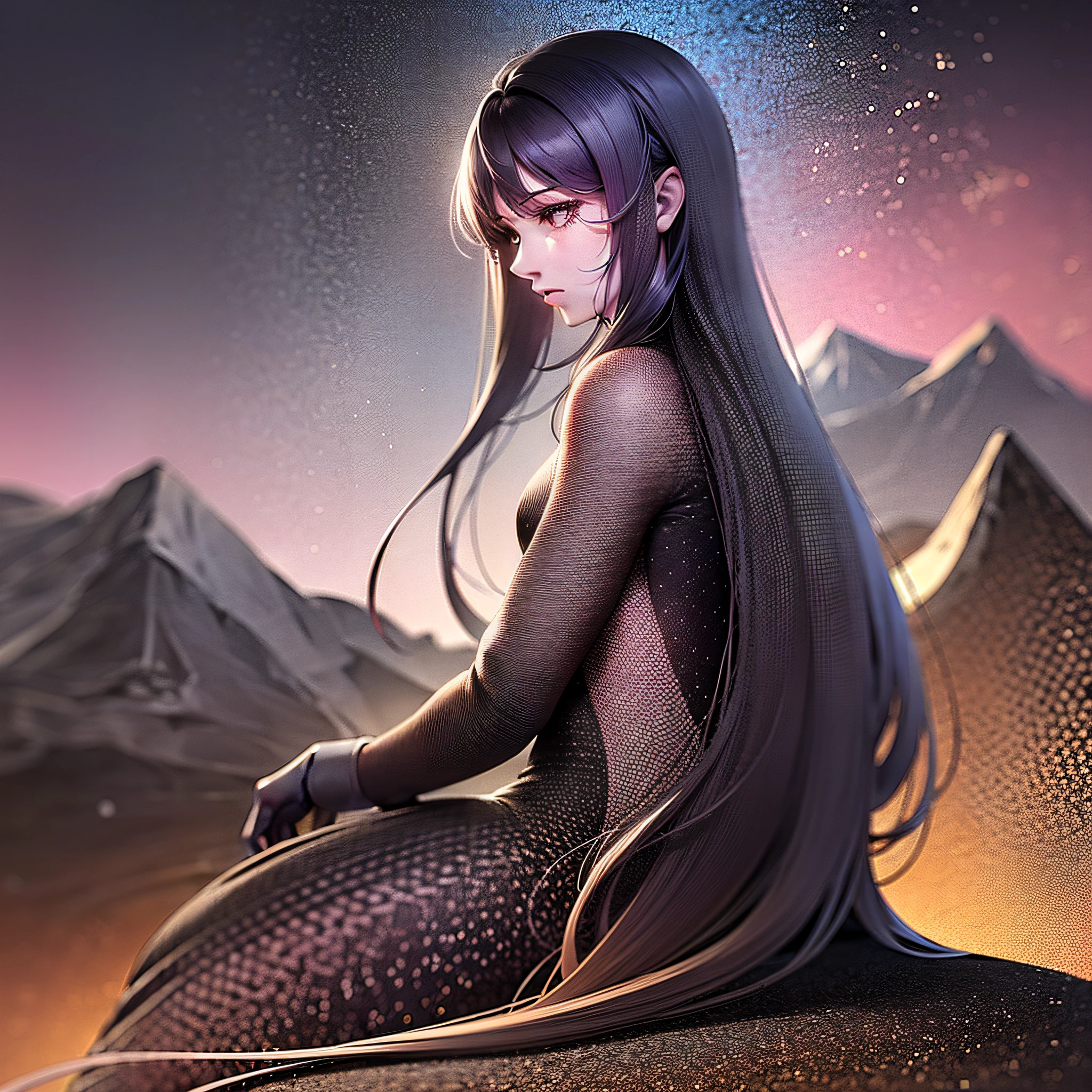 1girl, mature, long silver hair, night, mountain, aurora, moon,((random camera shoot1.4)),(random body pose:1.4),
girl sitting on rock at peak of mountain during night looking up of sky aurora,
volumetric lighting, dynamic lighting, dynamic composition, reflection, caustics, subsurface scattering, (masterpiece, best quality, ultra-detailed, best shadow), high contrast, (best illumination, an extremely delicate and beautiful), ((cinematic light)), colorful, hyper detail, dramatic light, intricate details, stunning gradient colors, no watermark signature,(detailed background),(ultra detailed), (best shadow:1.1)+++++,(high contrast)+++,(best illumination)+++,