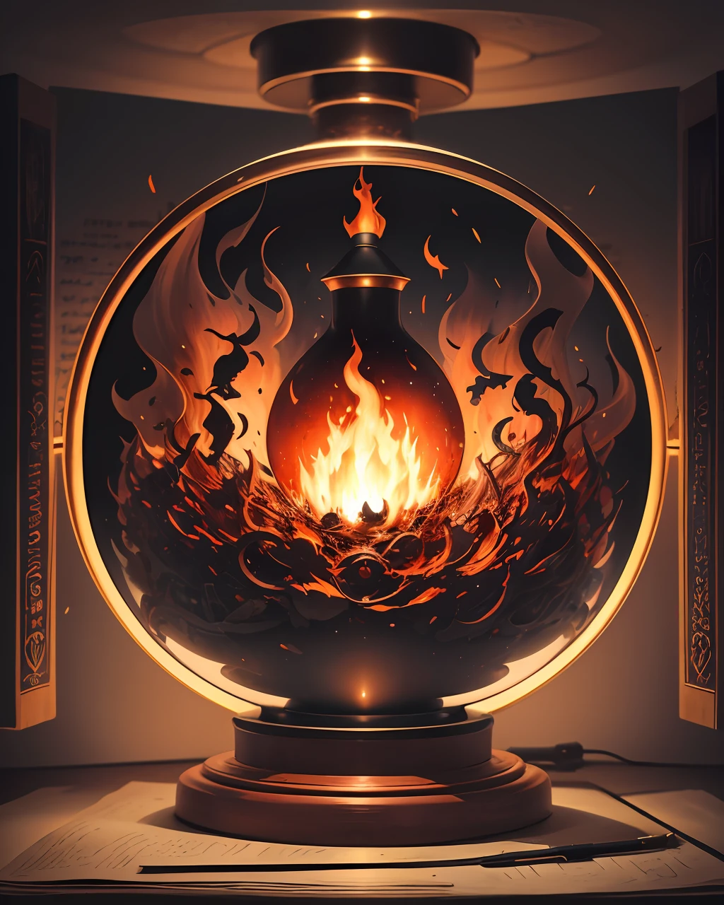 The logo features a dark background, suggesting mystery and depth. In the center, a deep red flame emerges, representing the "Deep" in the channel's name. This flame is surrounded by symbols representing science, philosophy, religion and current affairs. For example, a microscope, an old book, a religious icon and a globe may be arranged around the flame in a circular shape. The predominant colors are dark shades of red, black and grey, giving a sense of elegance and seriousness. --auto --s2