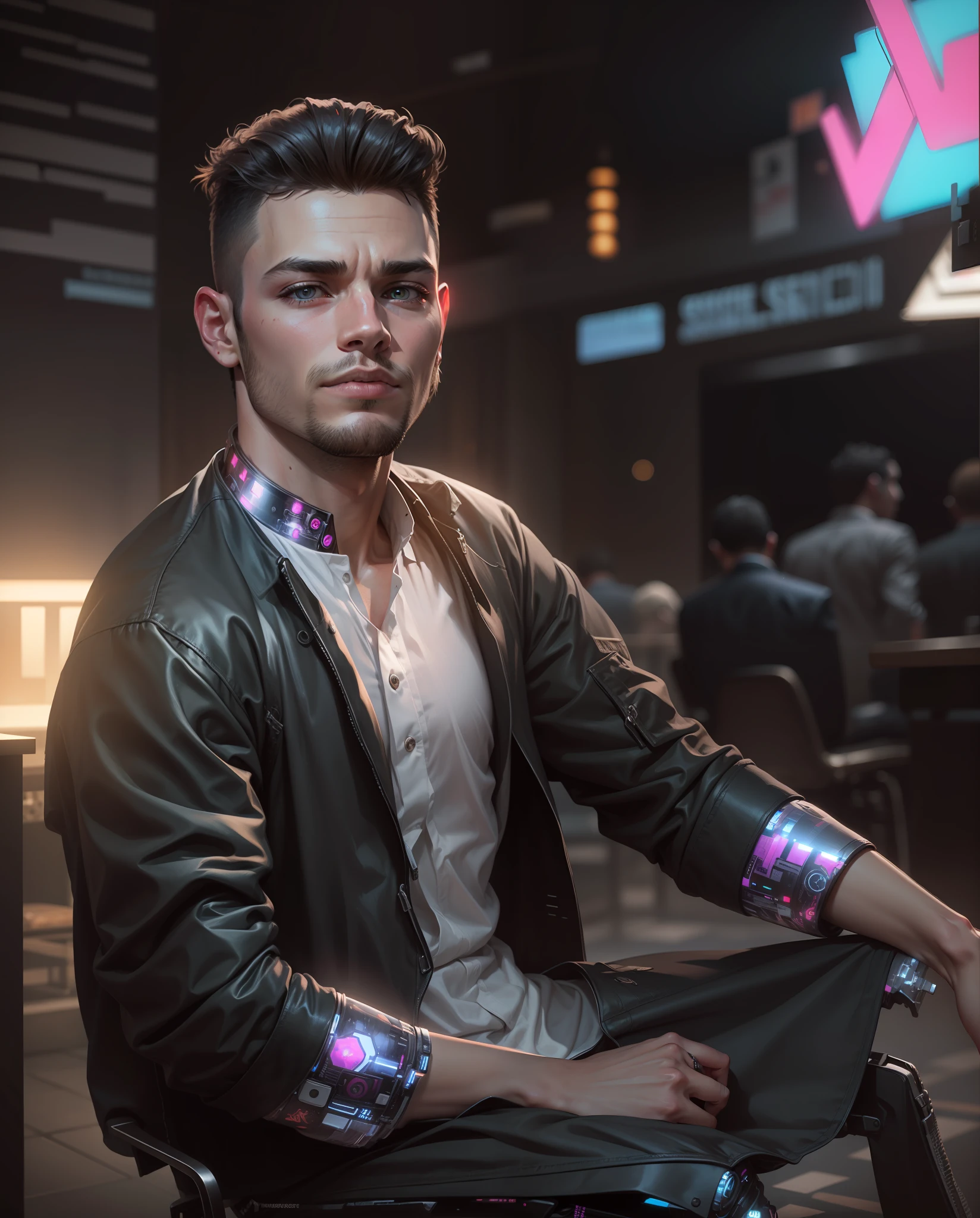 Change Background Cyberpunk realistic face, boy, handsome 8k, ultra realistic
