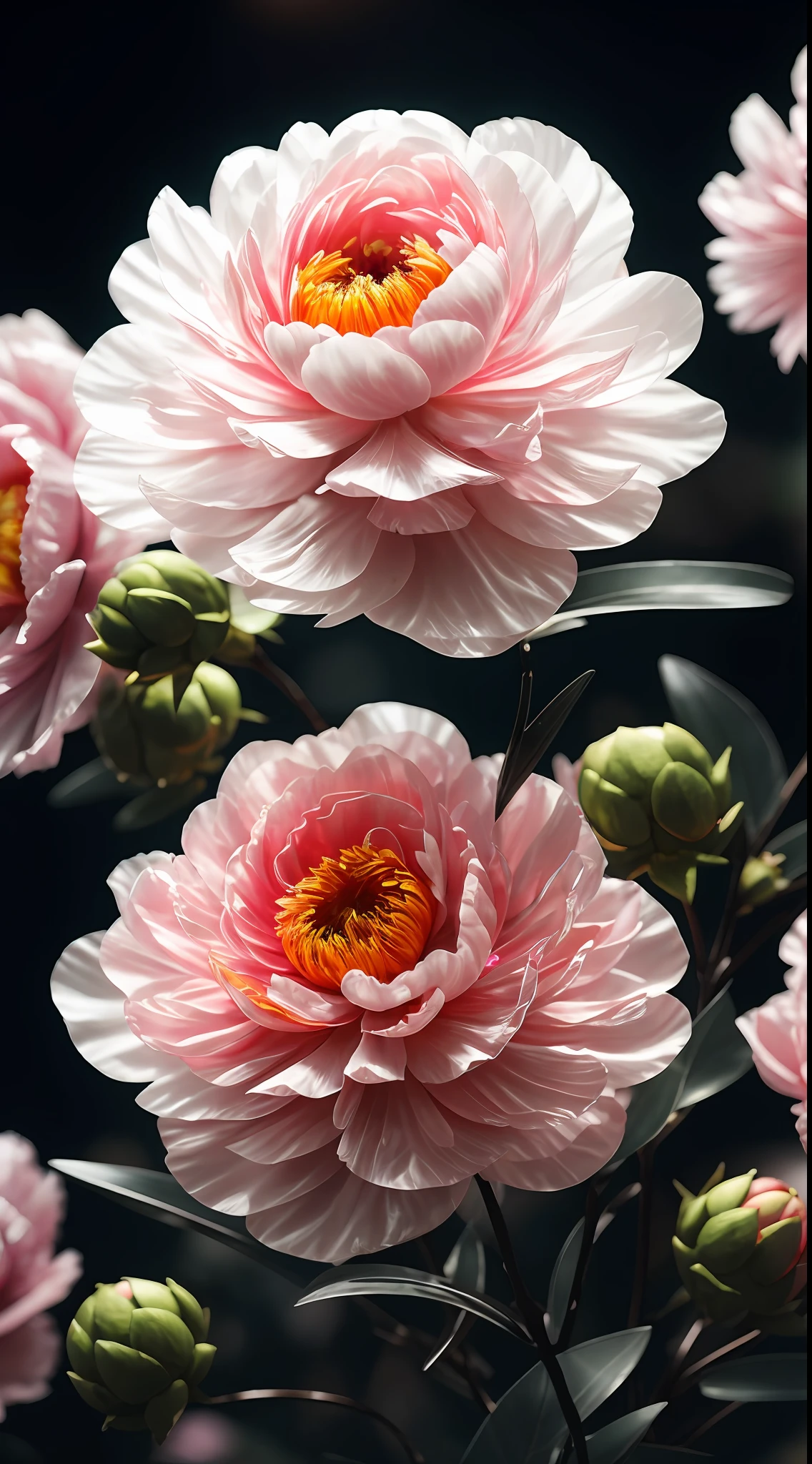 Crystal large peony, flower,
fantasy, galaxy, Transparent,
Shimmering, Sparkling, Gorgeous, Colorful,
magical photography, dramatic lighting, photo realism, ultradetailed, 4k, Depth of field, hight resolution