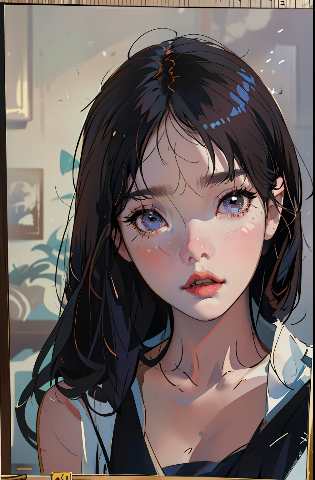 there is a woman that is looking at herself in the mirror, young lovely Korean faces, Soft portrait shot 8 K, Gorgeous young Korean woman, Beautiful young Korean woman, portrait of female korean idol, wan adorable korean face, jaeyeon nam, beautiful Korean women, young cute wan asian face, 8K Artgerm bokeh, cute delicate face, cute korean actress