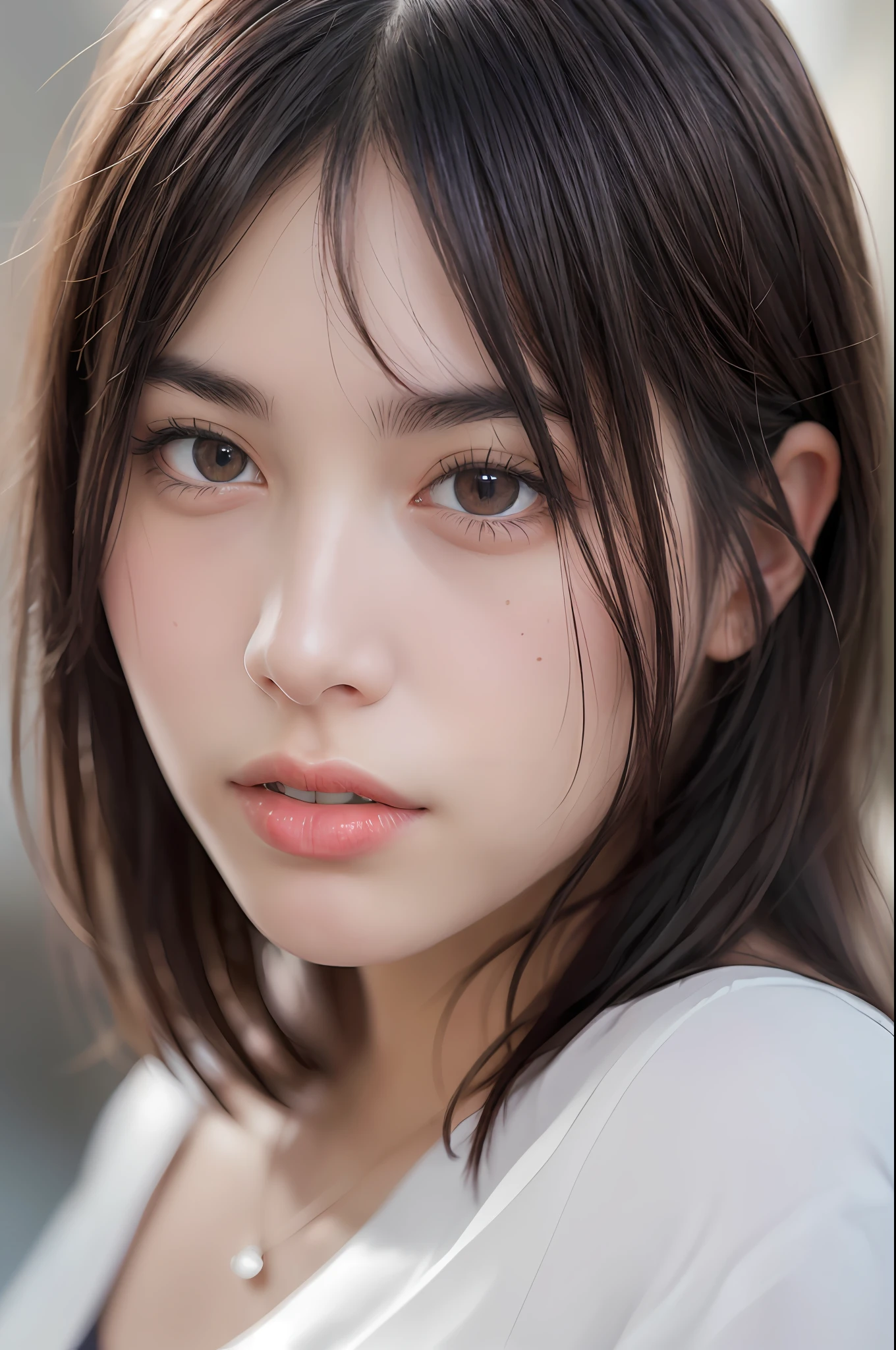 dressed, (photo realistic:1.4), (hyper realistic:1.4), (realistic:1.3),
(smoother lighting:1.05), (increase cinematic lighting quality:0.9), 32K,
1girl,20yo girl, realistic lighting, backlighting, light on face, ray trace, (brightening light:1.2), (Increase quality:1.4),
(best quality real texture skin:1.4), finely detailed eyes, finely detailed face, finely quality eyes,
(tired and sleepy and satisfied:0.0), face closeup, t-shirts,
(Increase body line mood:1.1), (Increase skin texture beauty:1.1)