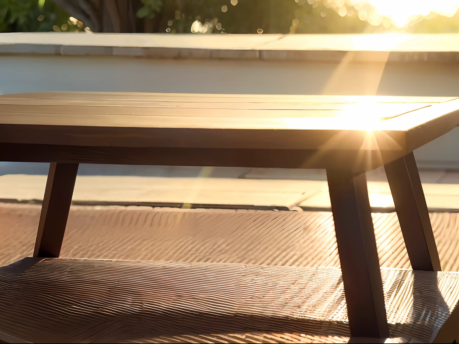 Outdoor sun table,Real-world scenarios,Close-up,Close-up of the table,Sunlight background --auto