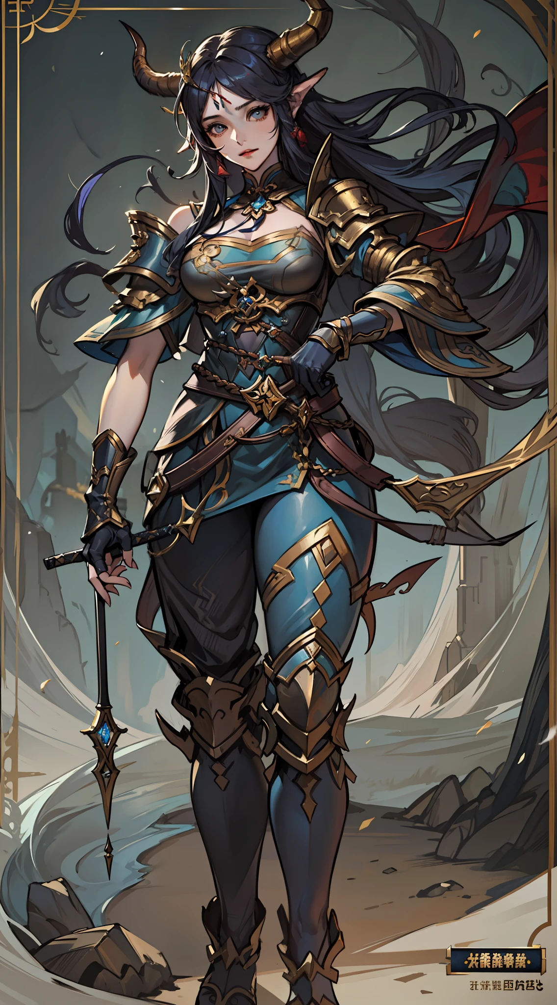 Arafad image of a woman with horns and a sword, by Yang J, epic exquisite character art, trends in art station, astri lohne, chengwei pan on artstation, full portrait of elementalist, concept-art | Art germ, shadowverse character concept, Stunning character art, alexandra fomina artstation, Extremely detailed Artgerm