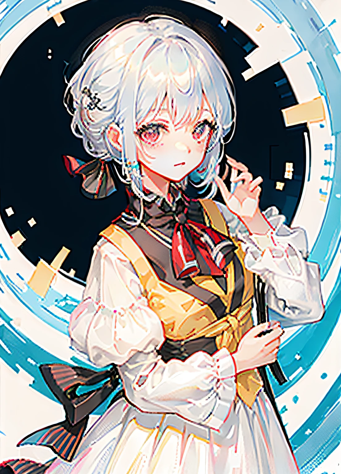 ((masutepiece)), (((Best Quality))), ((Extremely detailed)), Girl with white hair、white  clothes