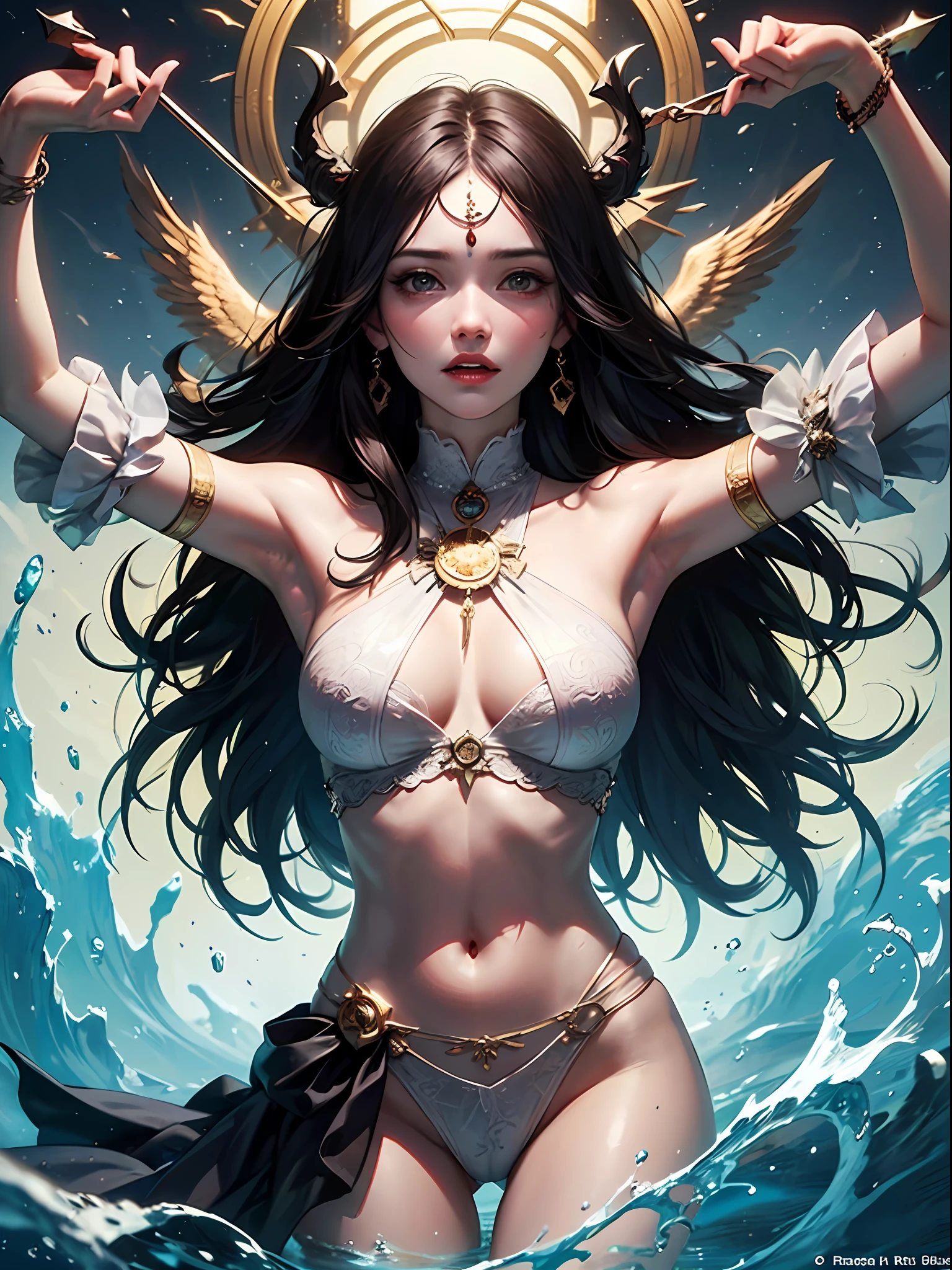 Official art、unity 8k wall paper、ultra-detailliert、Beautifully Aesthetic、masterpiece、top-quality、(Zentangle、a Mandala、Tangles、Tangles)、(Fractal Art:1.3)、One girl、ighly detailed、Dynamic angles、Cowboy Shots、The most beautiful forms chaos、elegent、Brutalist design、Vibrant colors、romantism、James Jean、roby dwi antono、by Ross Tran、Francis Bacon、Michal Muratz、Adrian Guyney、petra cortright、Gerhard Richter、Takato Yamamoto、Ashley Wood、Atmosphere、ecstasy musical notes、Streaming music notes are visible、koi、lion's gate、Princess Seoritsu、An impossible miracle happens、Godess of Water、Miraculous amulet