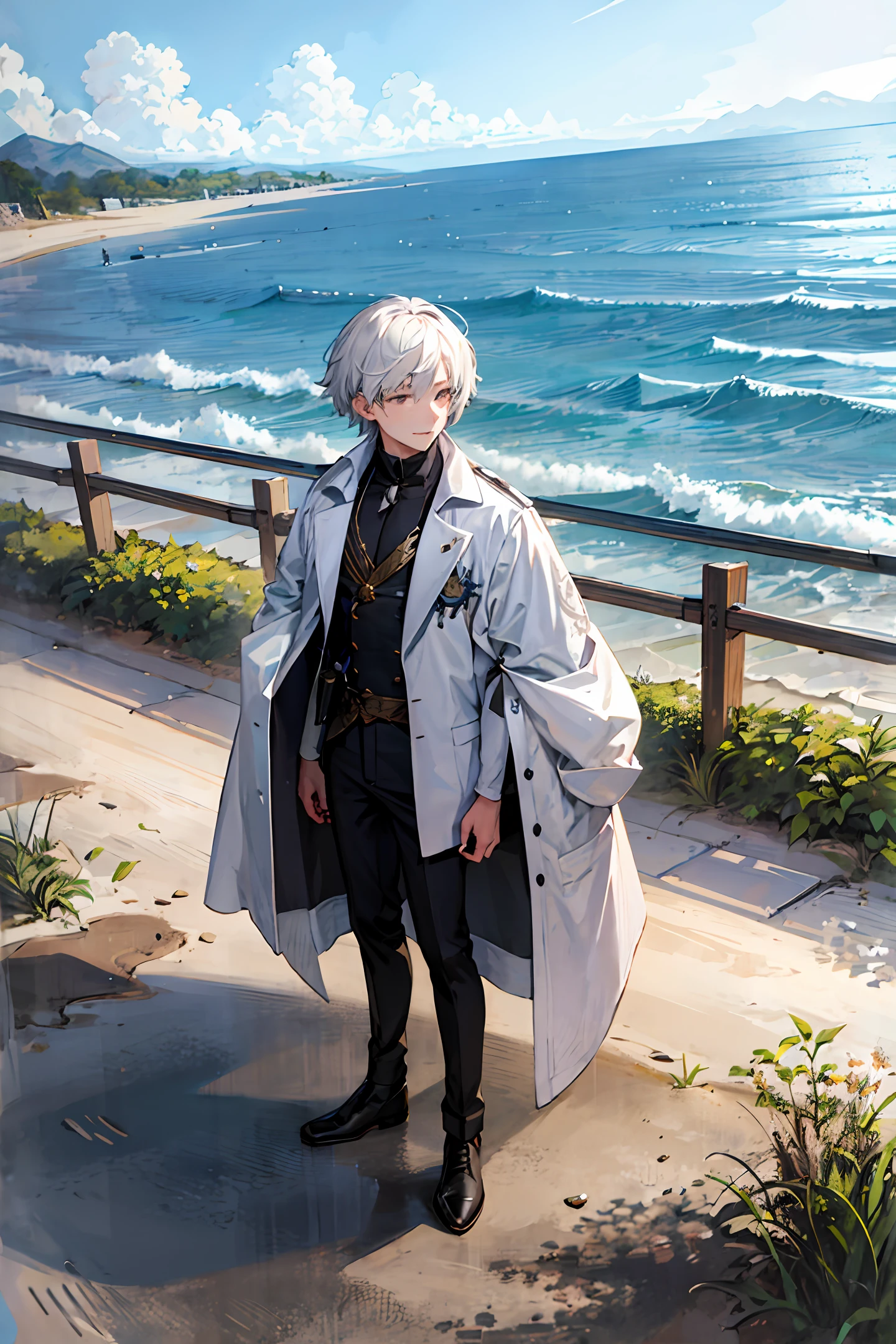 meanwhile，There is also a fishmonger living by the sea，He lives in a luxurious villa，The white-haired old man sat with his back bent