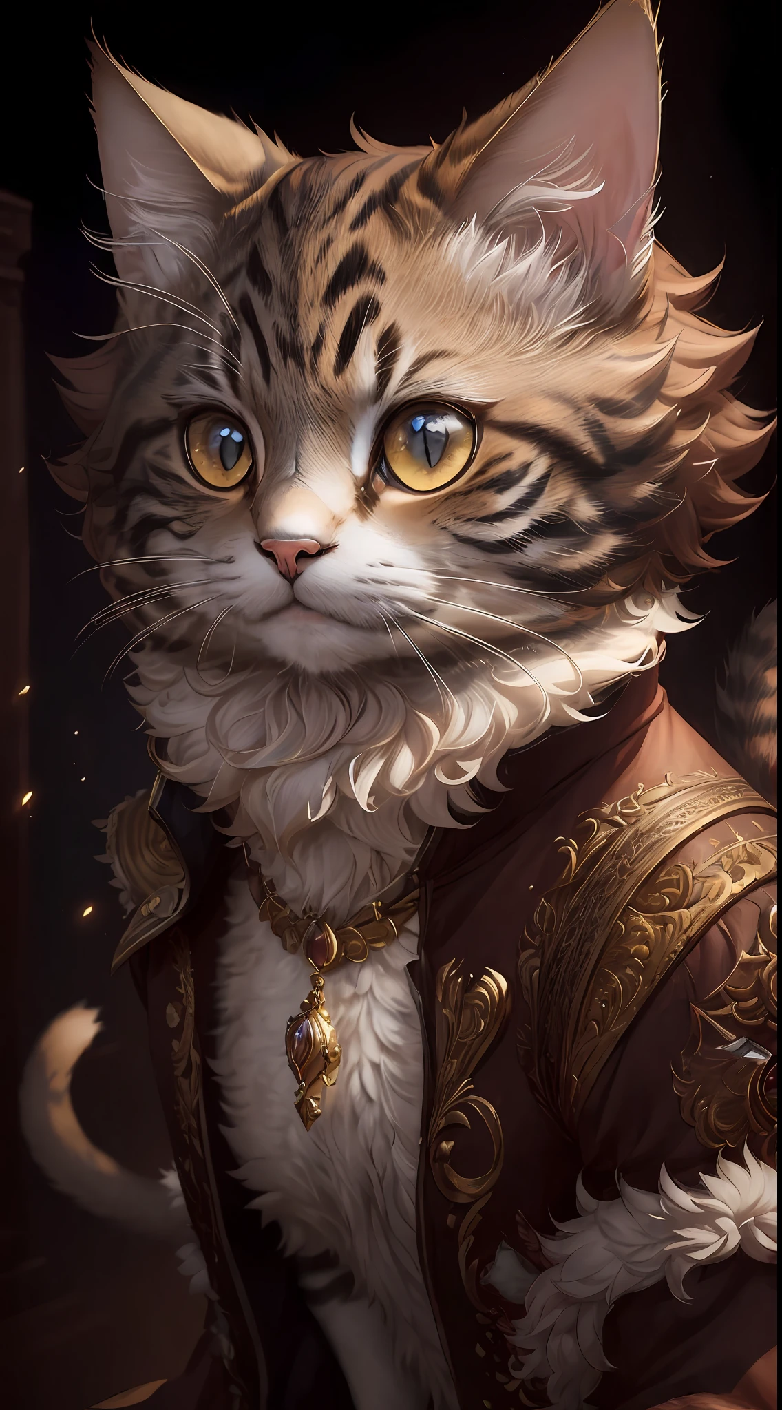 ((a cat in clothes)),，full shot，fluffy hair, anthropomorphic expressions, rich colors, exquisite details, masterpiece, realistic，artsation, cg, realistic, Unreal Engine , real light and shadow, beautiful rich colors, amazing details, high quality，a pair of ears