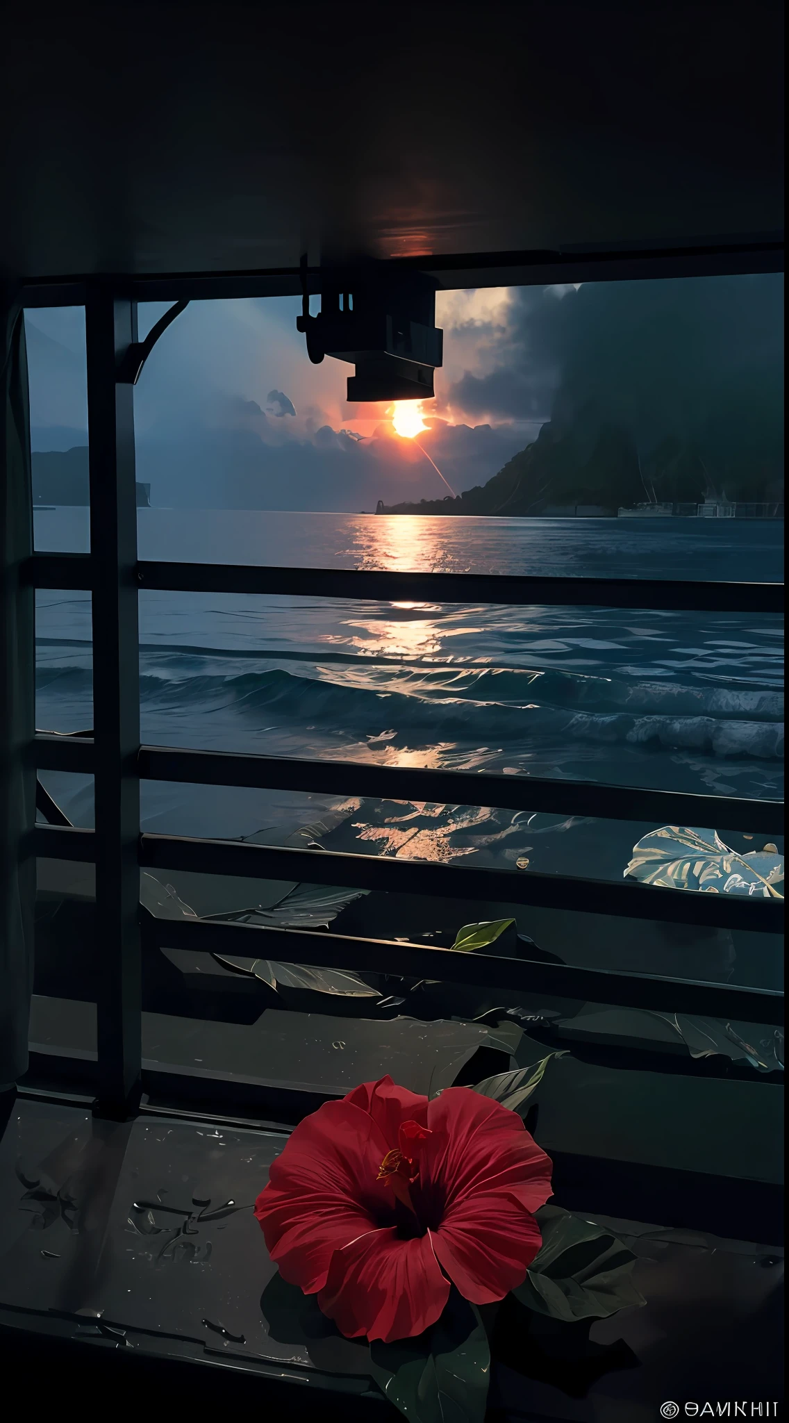 ((Hibiscus Month+Boca)+water dripping+neonlight+Random background+sunraise),Quality paintings,Fine depiction,Abstract style,Night atmosphere,Rendering effects,light and shadow effect,softcolors