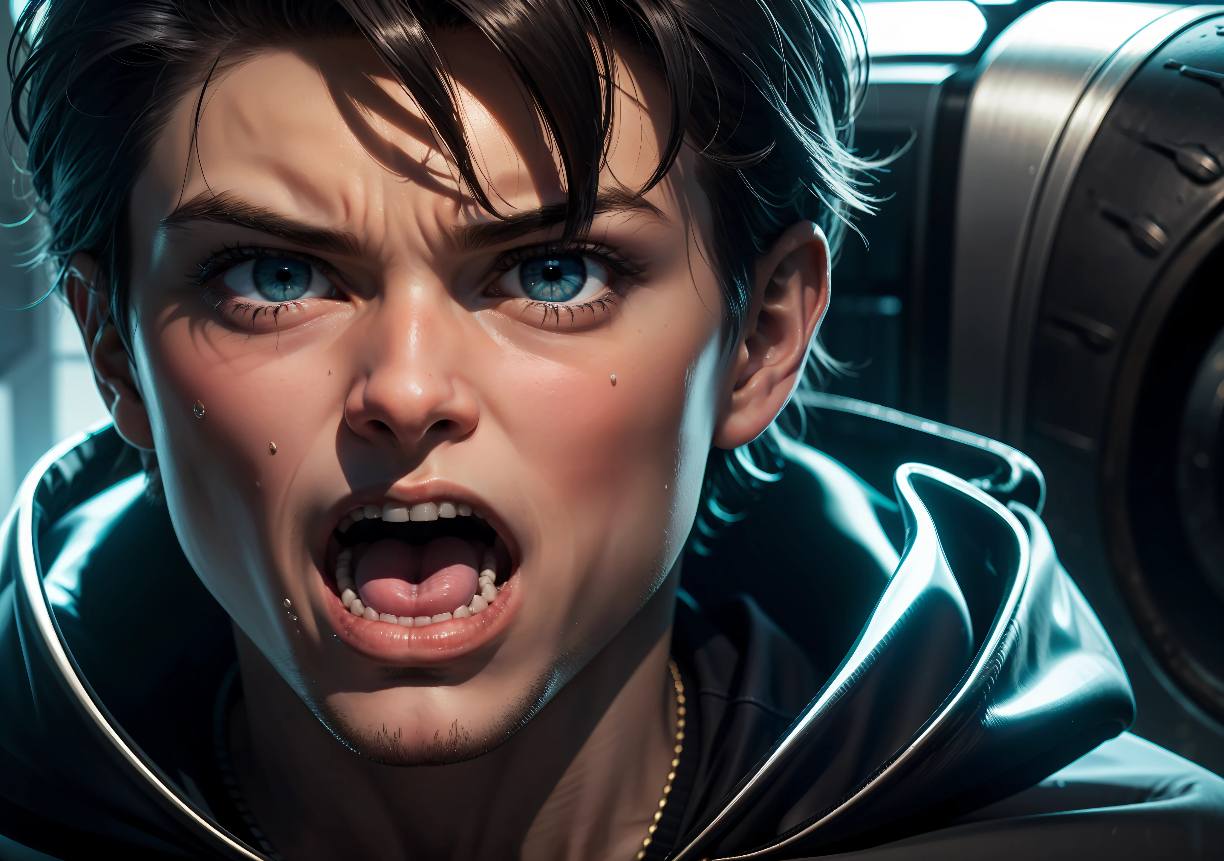 Fear face boy 19 anos, 8k, maximum detailed, alta qualidade