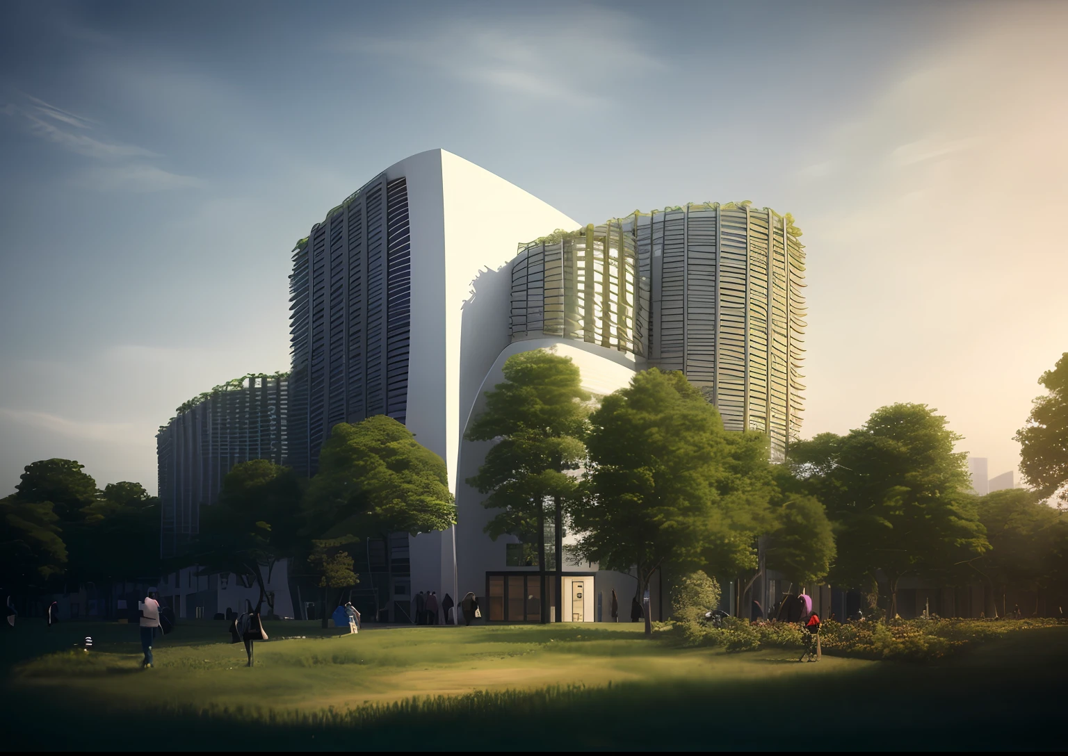 a drawing of a building with a lot of windows and a lot of trees, architecture render, architectural concept, architectural render, architectural visualisation, architecture visualisation, architecture render ”, architectural 3 d render, architectural illustration, conceptual rendering, architectural concepts, architectural rendering, artstation hq”, architectural visualization, concept drawing, concept illustration, sketchlab, architecture concept, digital render --auto