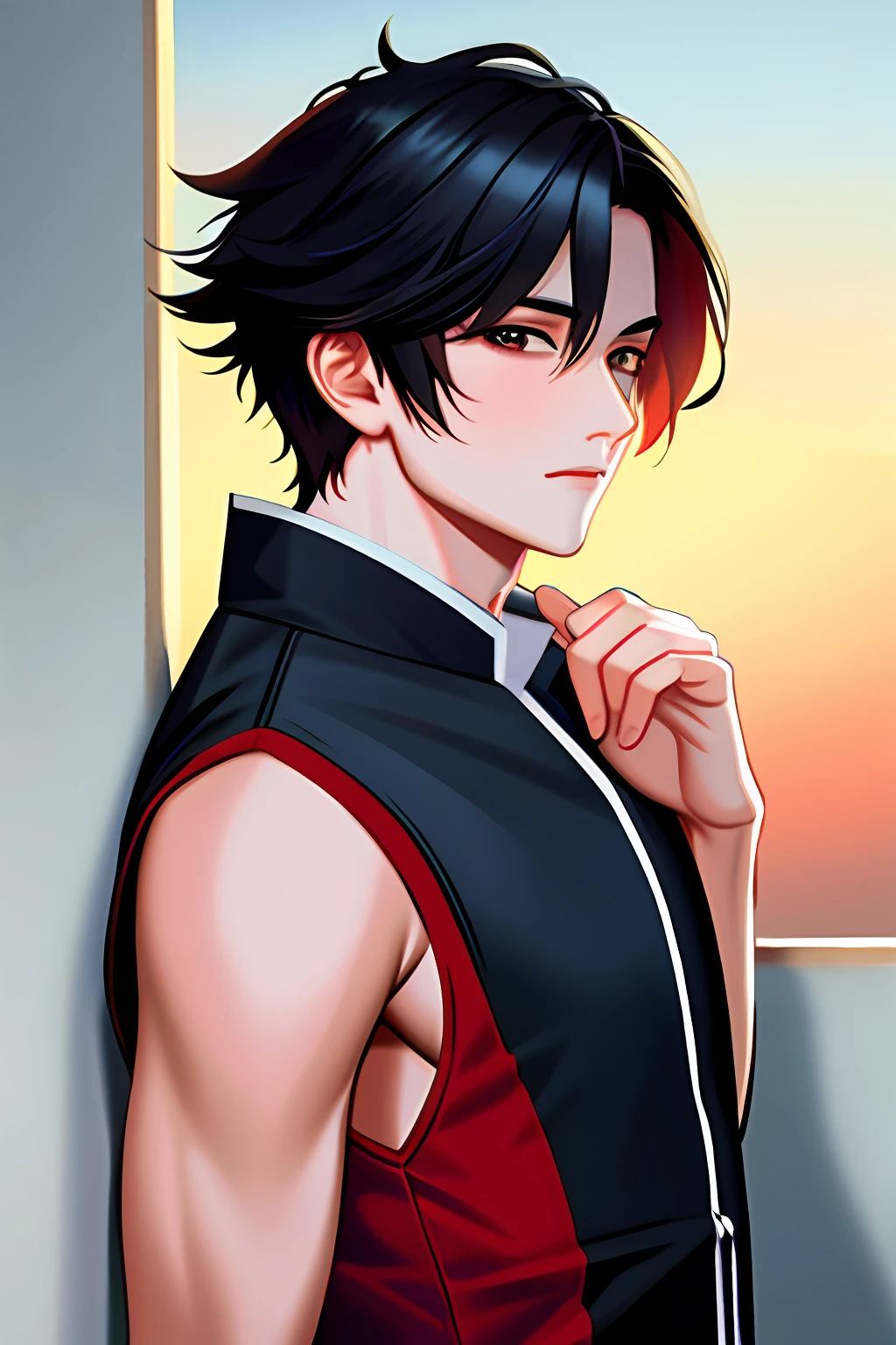 1 boy, 独奏,looking at the viewers,portlate,from side,Bad boys,((matured male))
